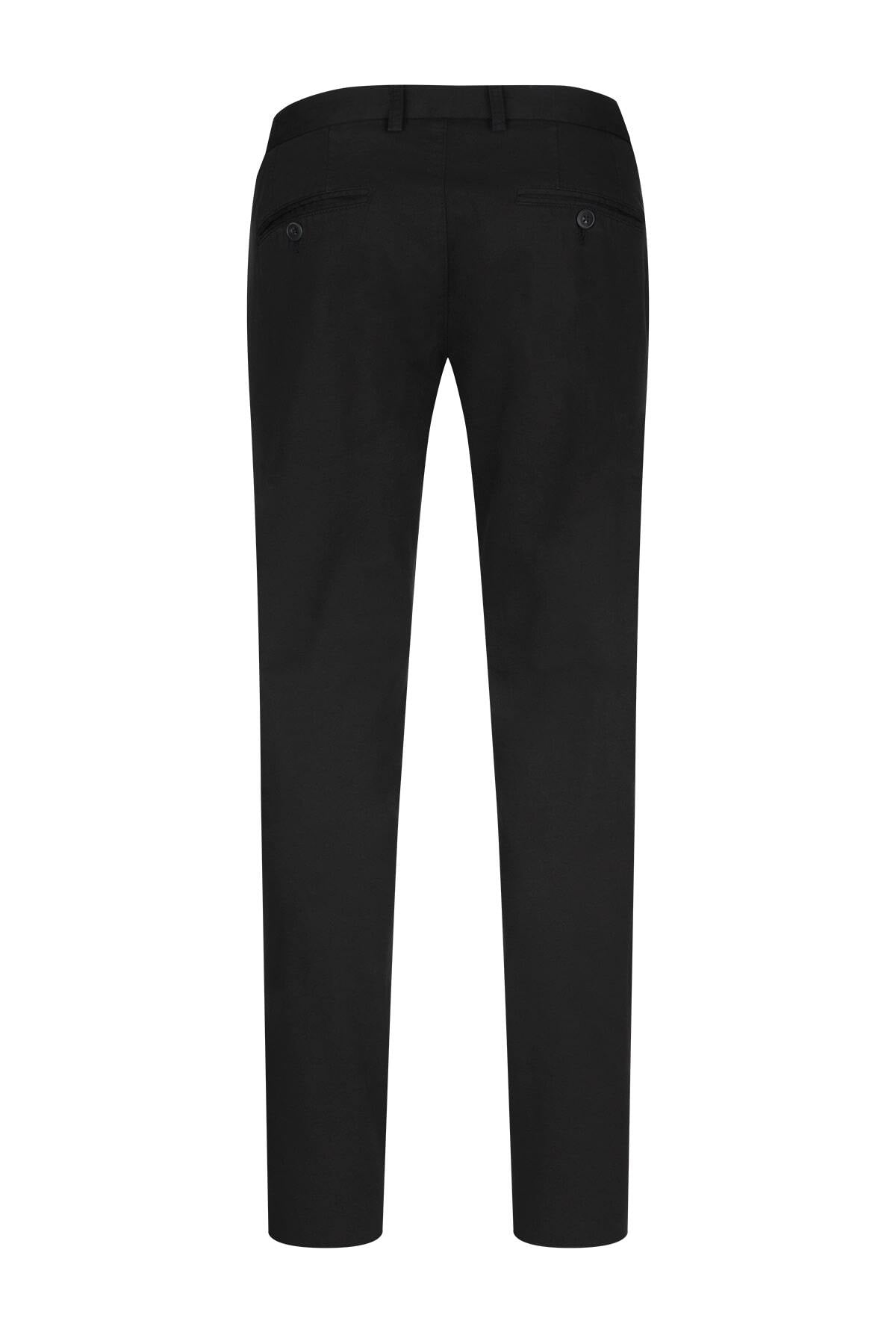 Regular Fit High Waist Black Casual Pants - SAYKI