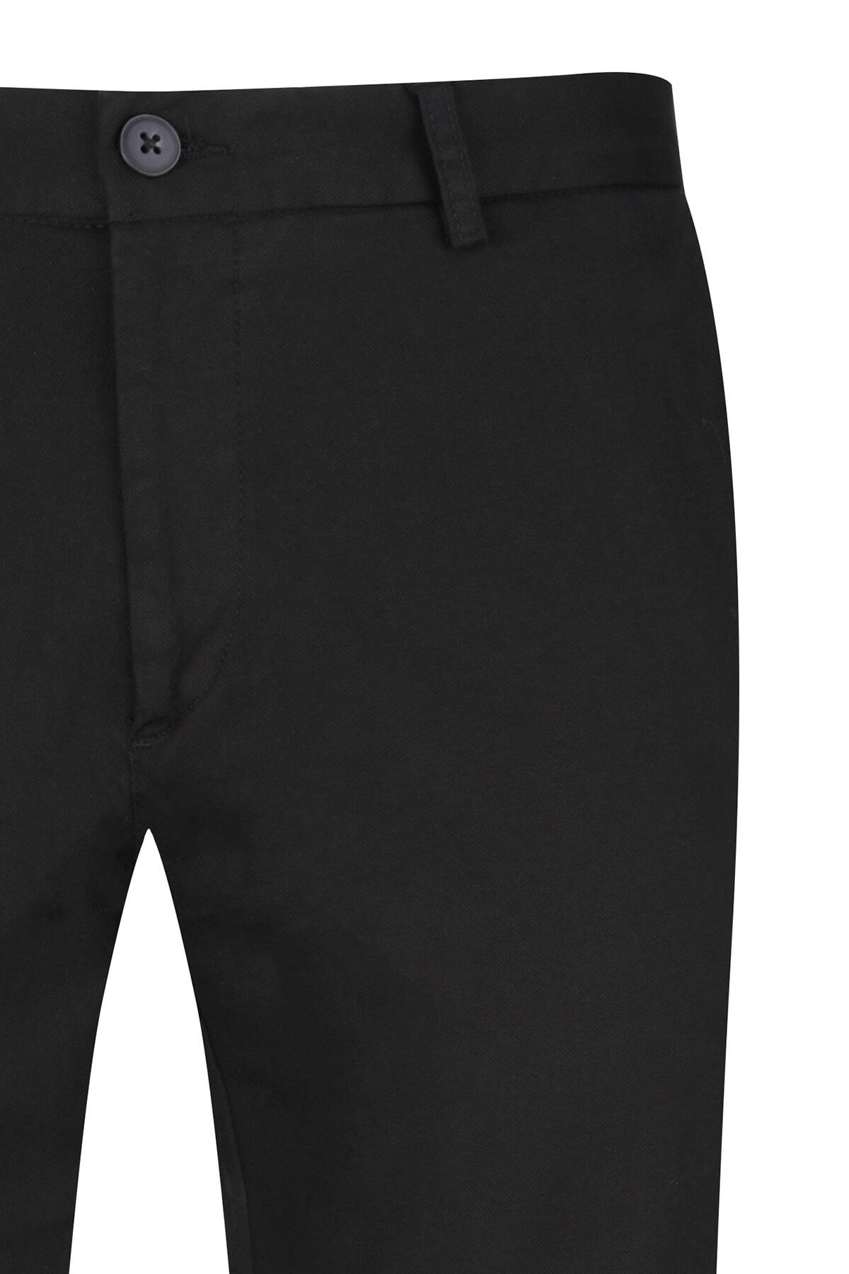 Regular Fit High Waist Black Casual Pants - SAYKI