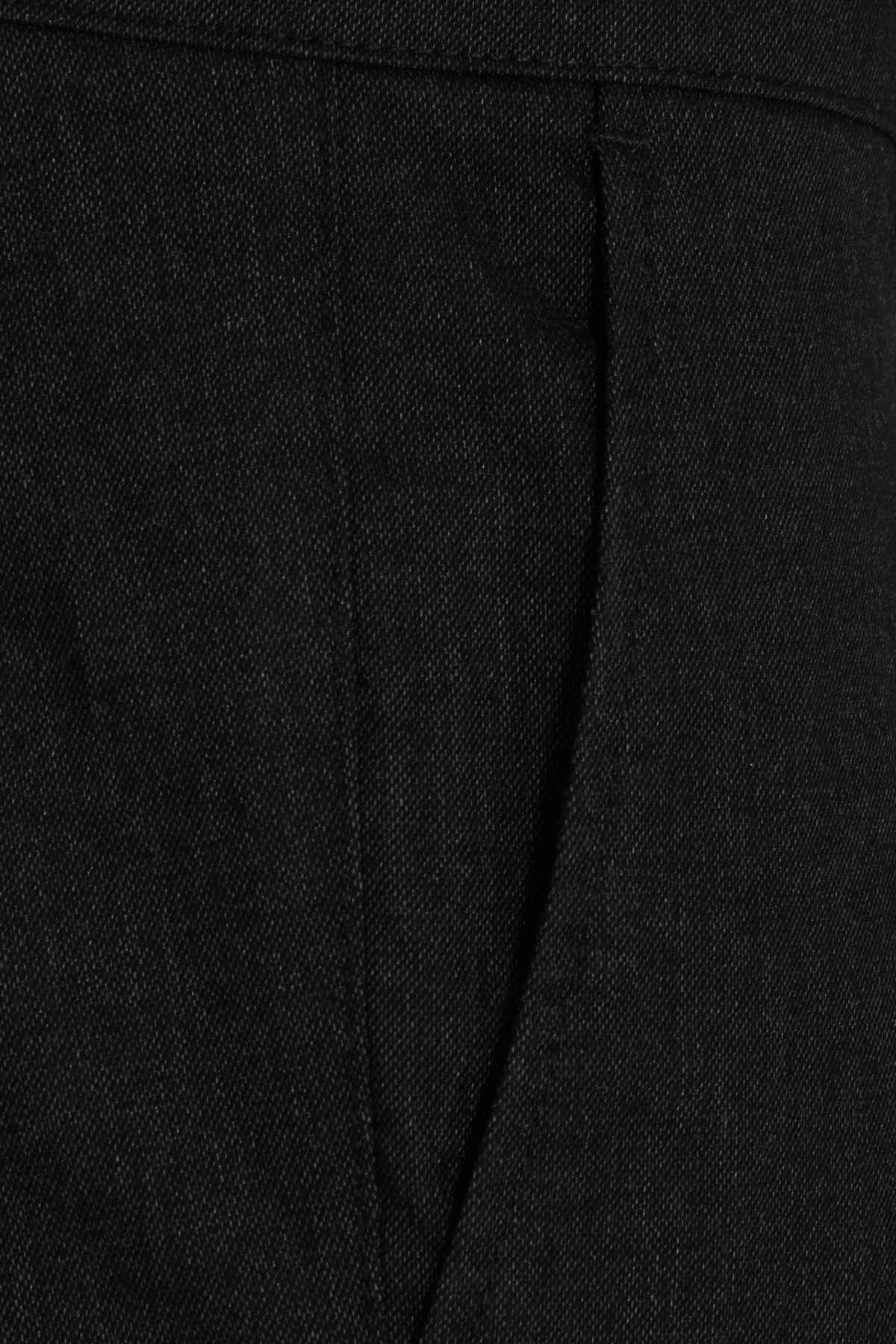 Regular Fit High Waist Black Cotton Casual Pants - SAYKI