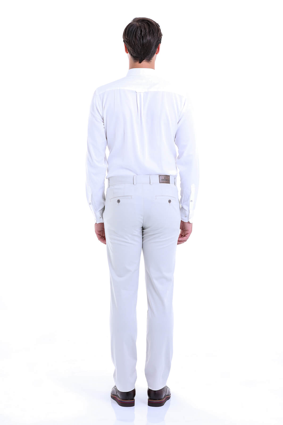 Regular Fit High Waist Stone Cotton Casual Pants - SAYKI