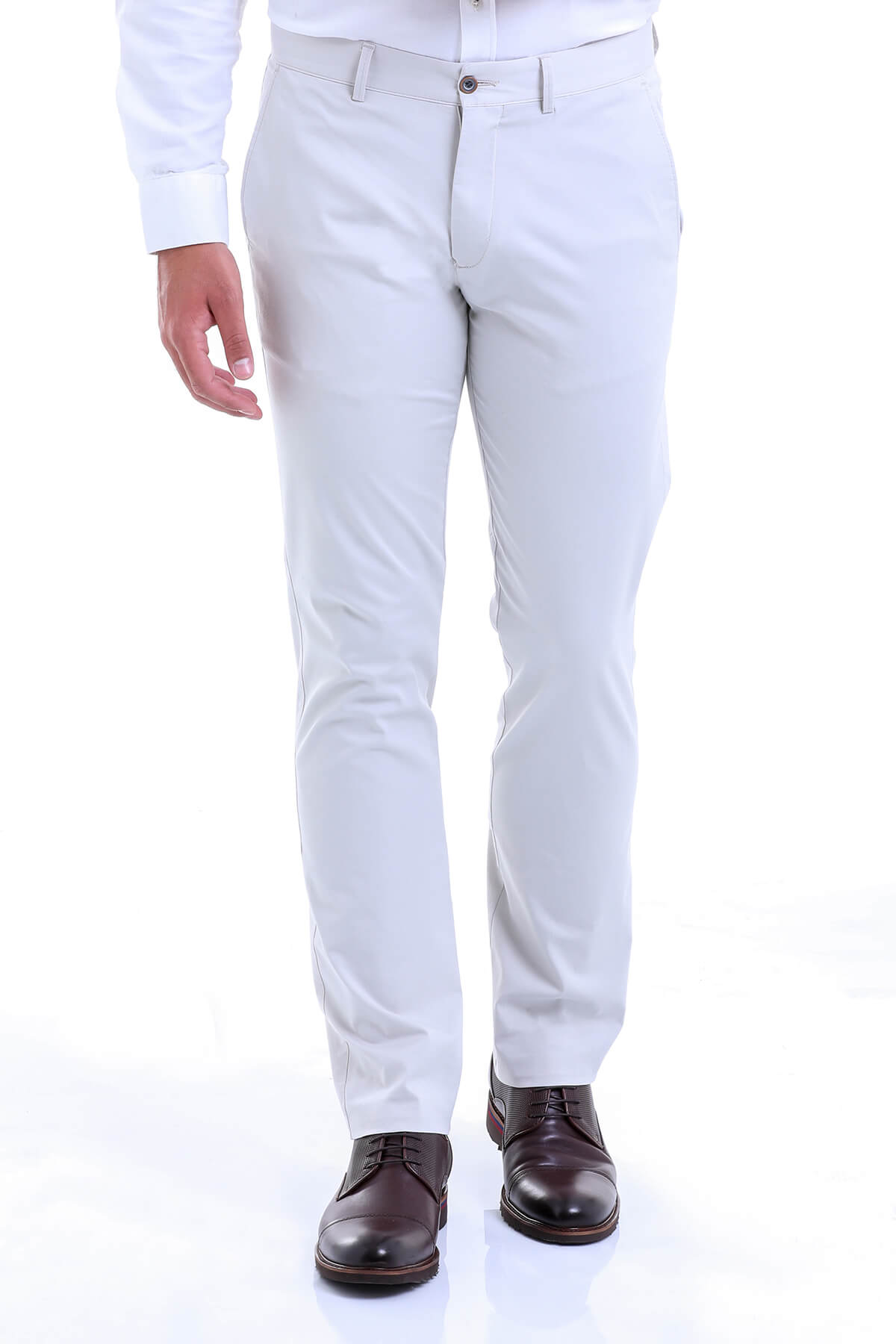 Regular Fit High Waist Stone Cotton Casual Pants - SAYKI