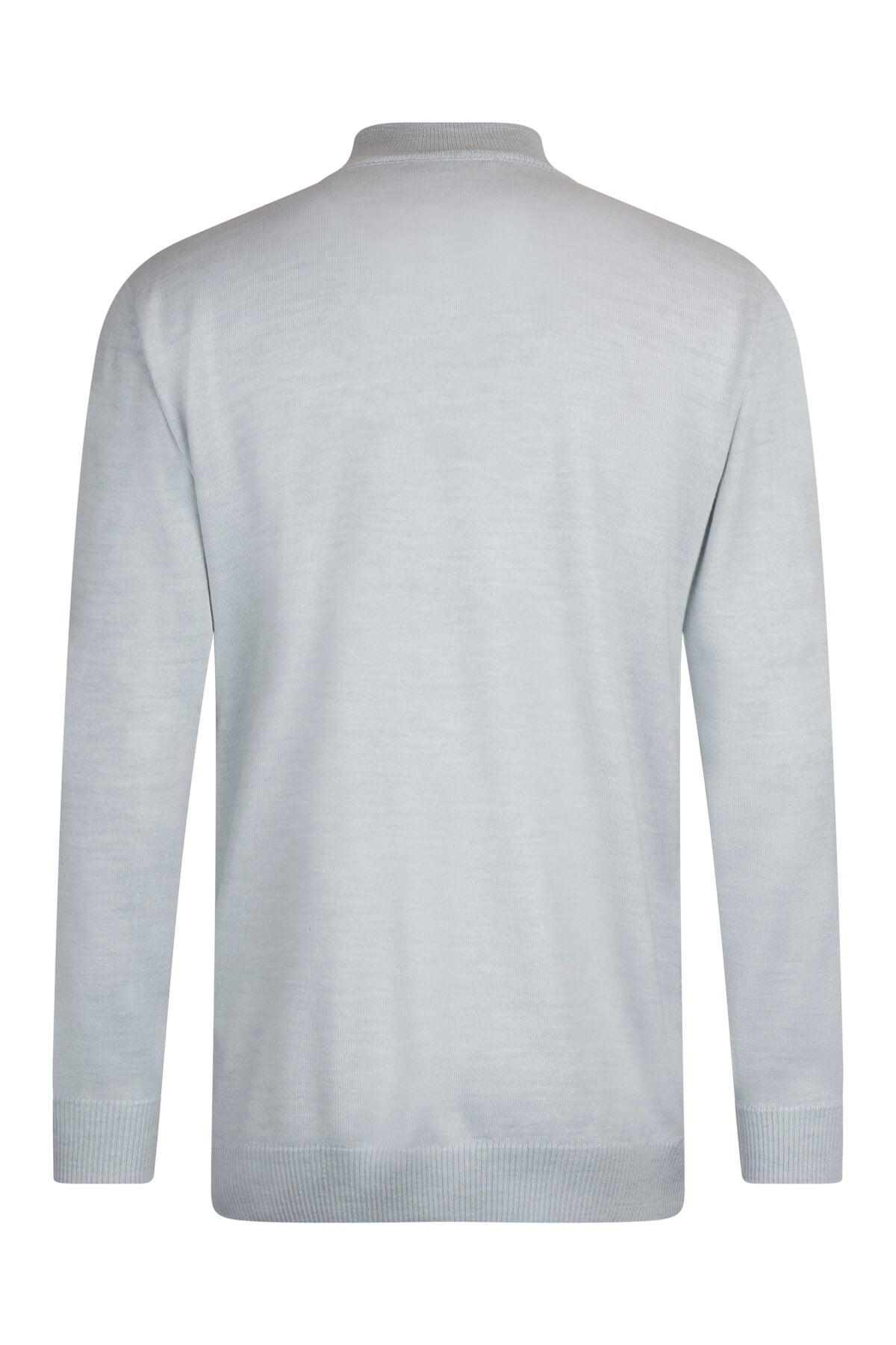 Regular Fit Jacquard Wool Blend Gray Mockneck Sweater