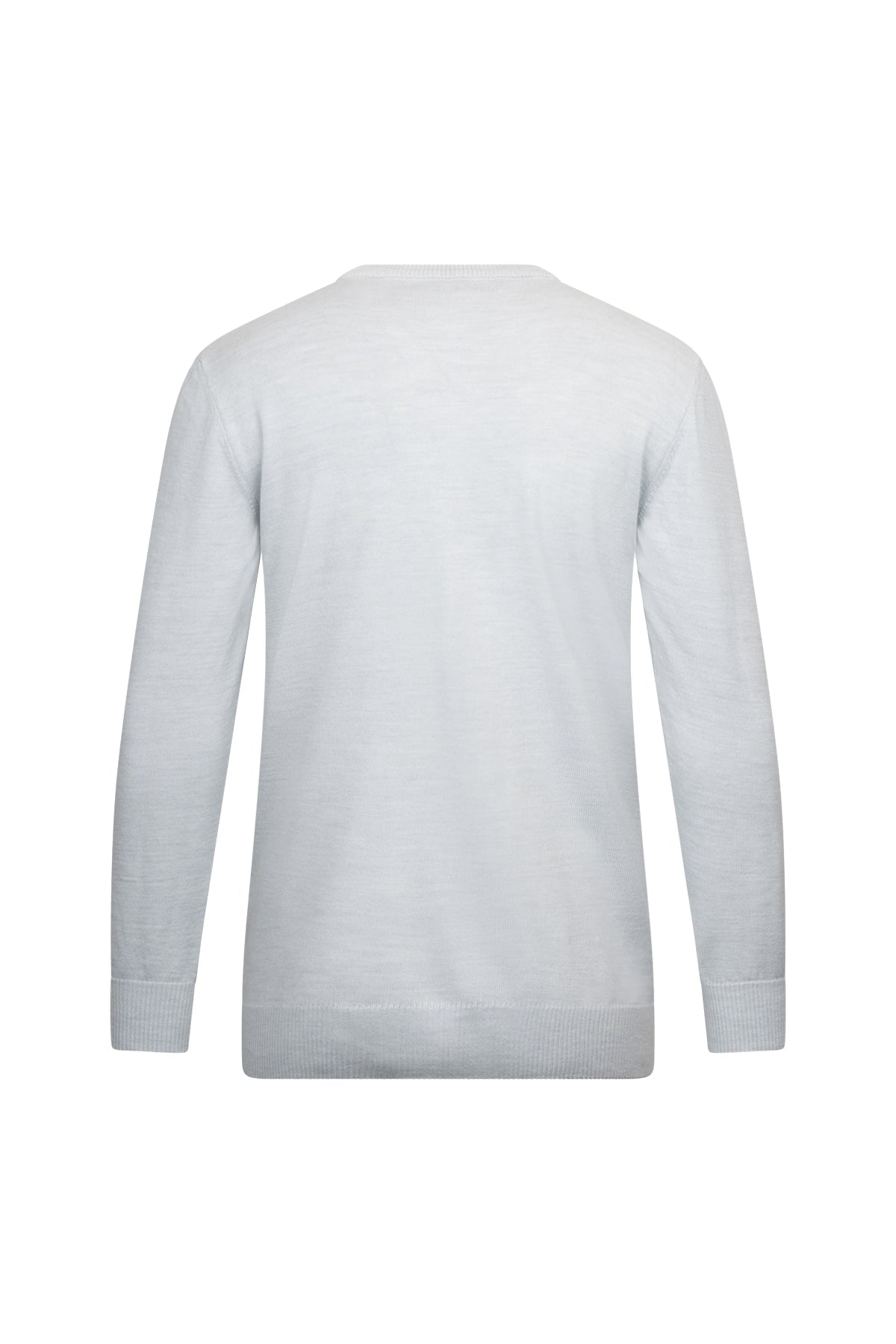 Regular Fit Jacquard Wool Blend Light Gray Crewneck Sweater