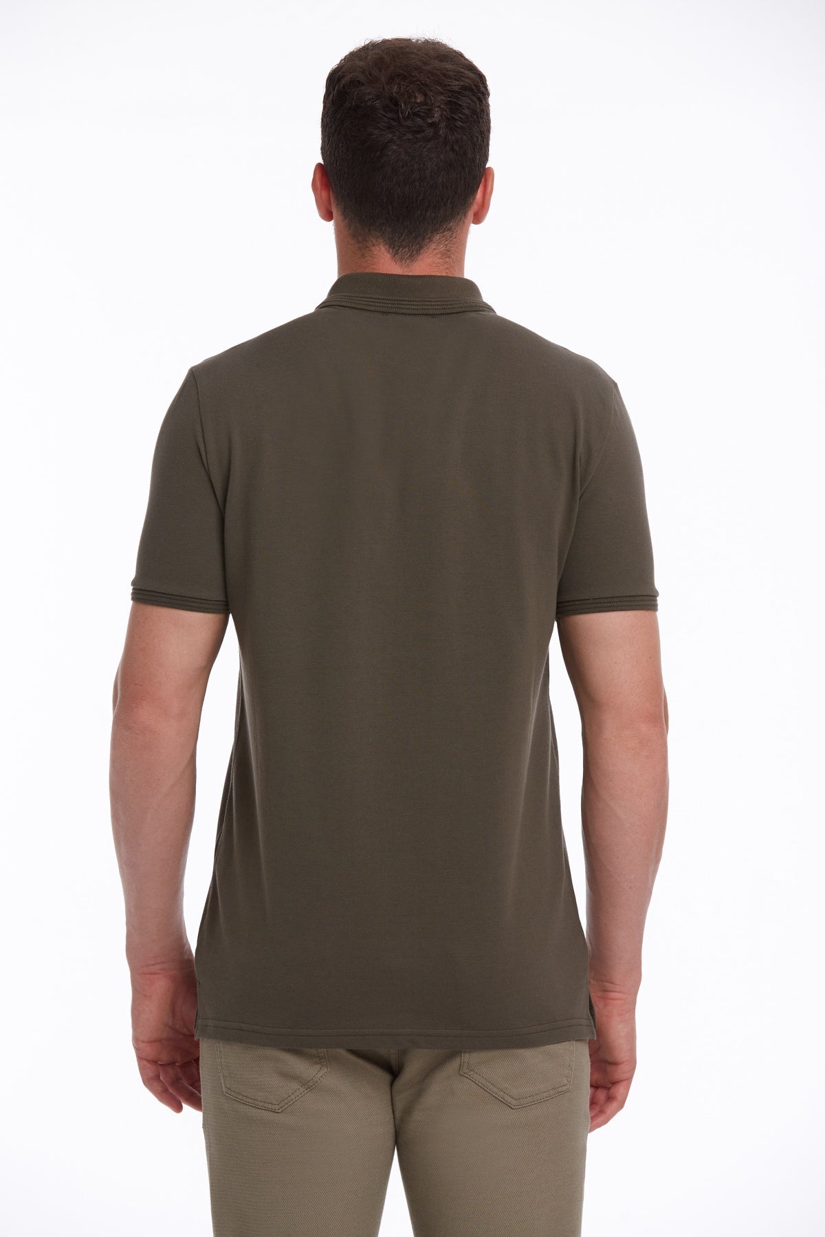 Regular Fit Khaki 100% Cotton Polo T-Shirt - SAYKI