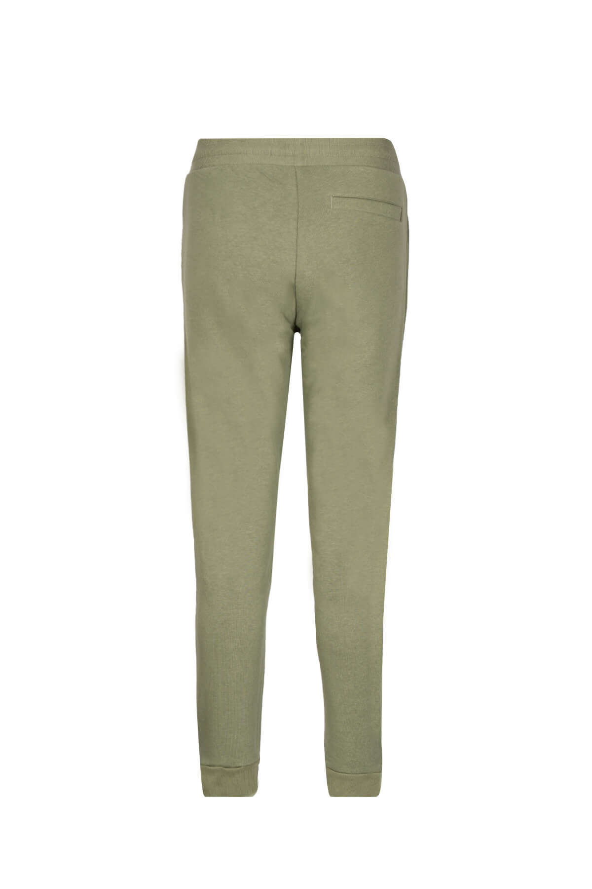 Regular fit olive green jogger sweatpants in a khaki cotton blend with straight-leg cut and ribbed cuffs