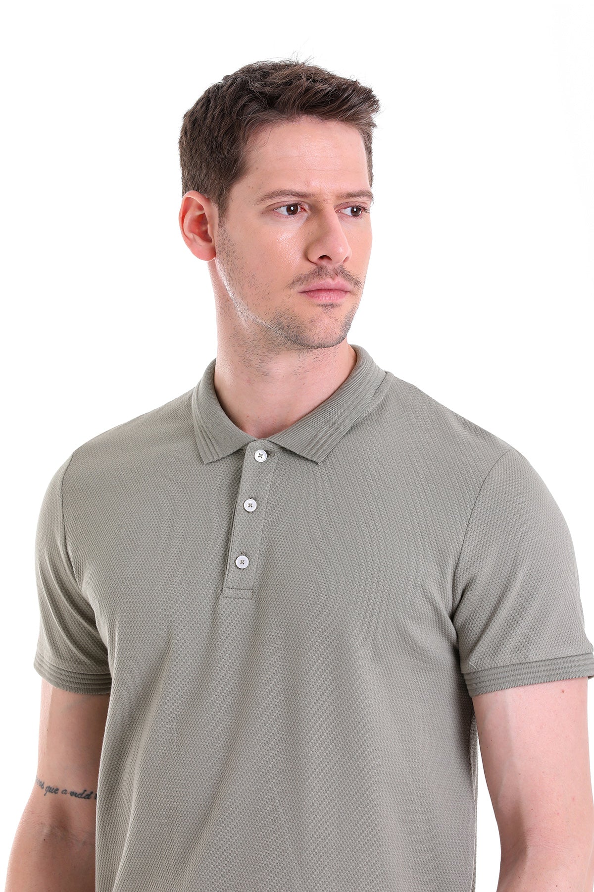 Regular Fit Khaki Cotton Polo T-Shirt - SAYKI