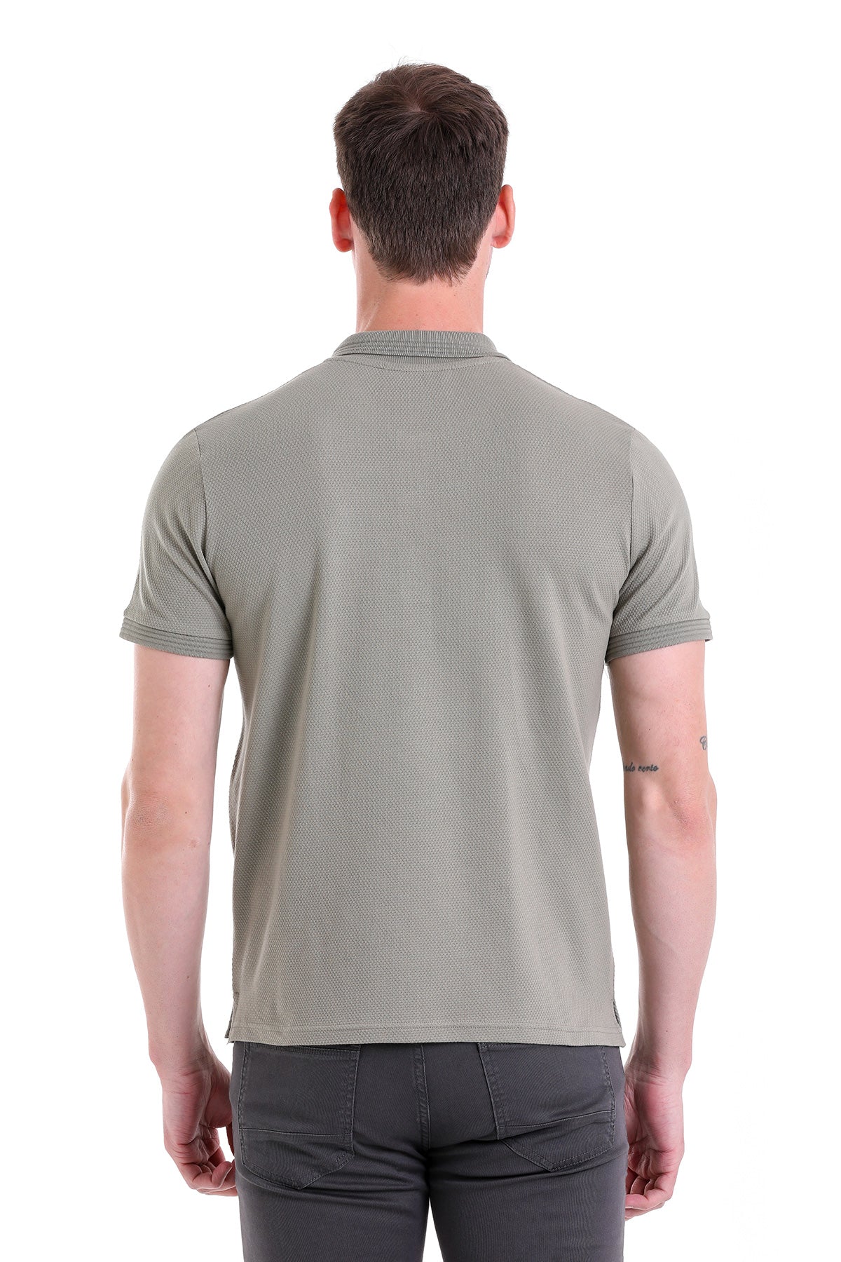 Regular Fit Khaki Cotton Polo T-Shirt - SAYKI