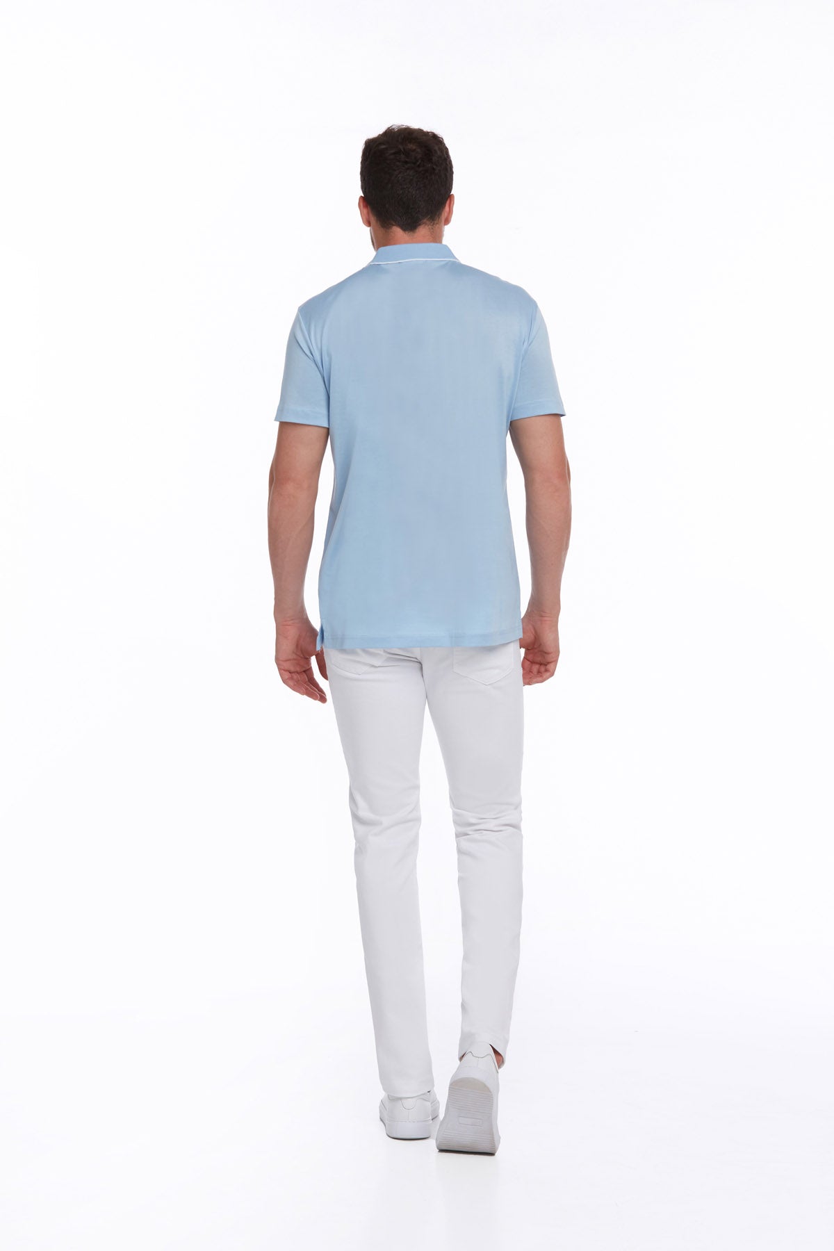 Regular Fit Light Blue 100% Cotton Polo T-Shirt - SAYKI