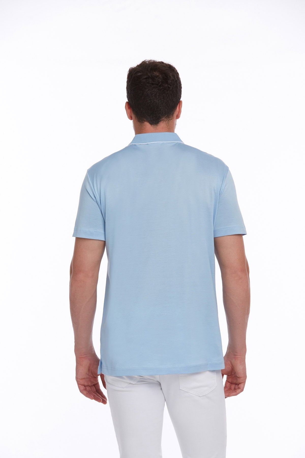 Regular Fit Light Blue 100% Cotton Polo T-Shirt - SAYKI