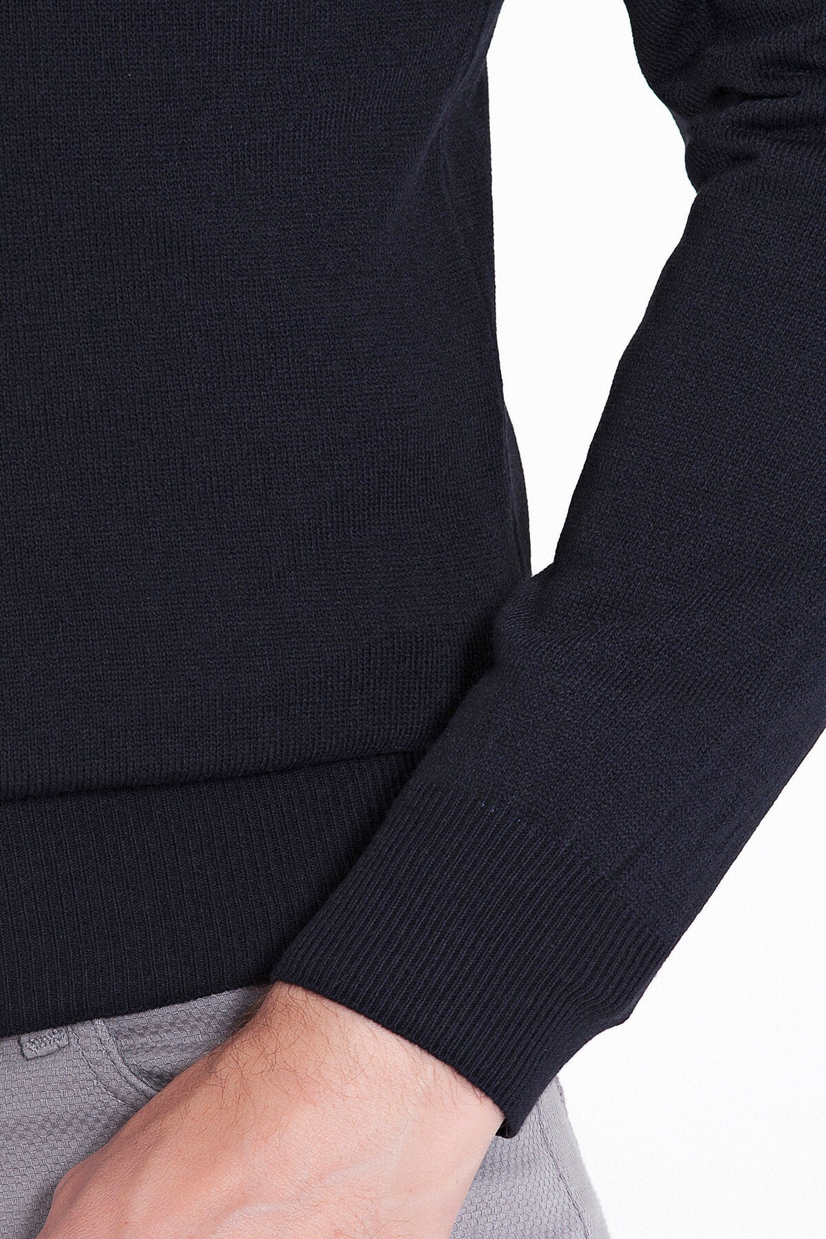 Regular Fit Light Navy Crewneck Sweater - SAYKI