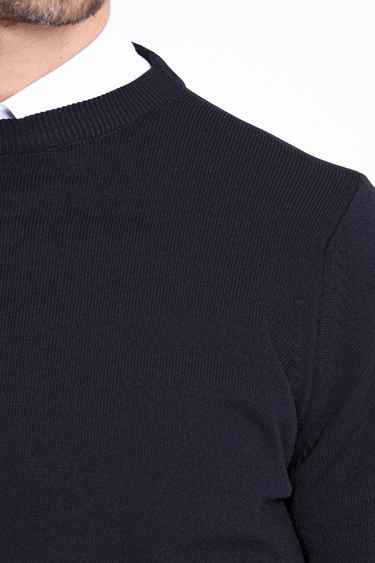 Regular Fit Light Navy Crewneck Sweater - SAYKI