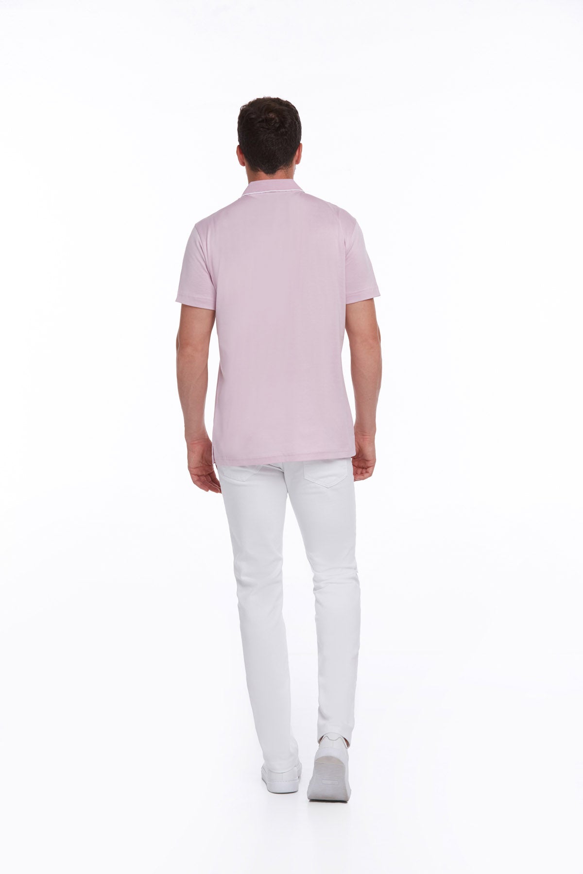 Regular Fit Lilac Basic 100% Cotton Polo T-Shirt - SAYKI