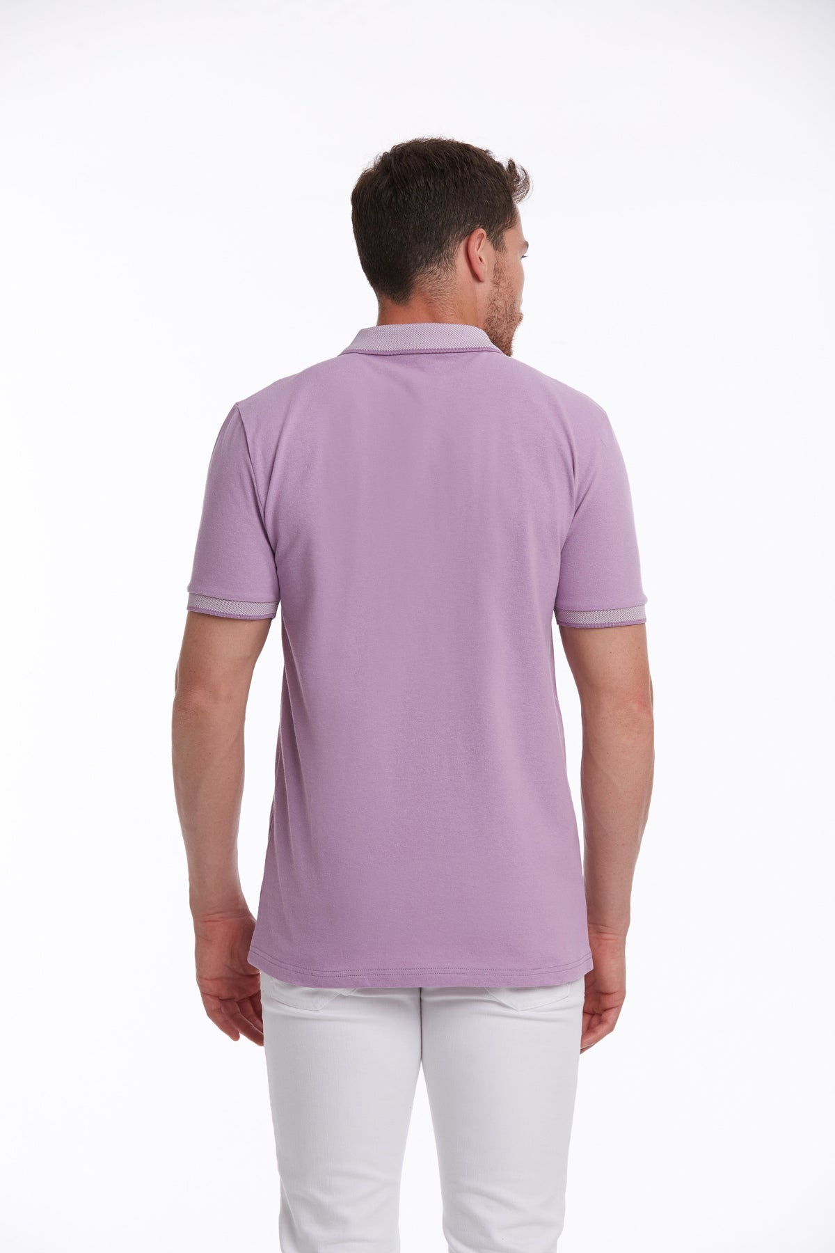 Regular Fit Lilac Basic Cotton Polo T-Shirt - SAYKI