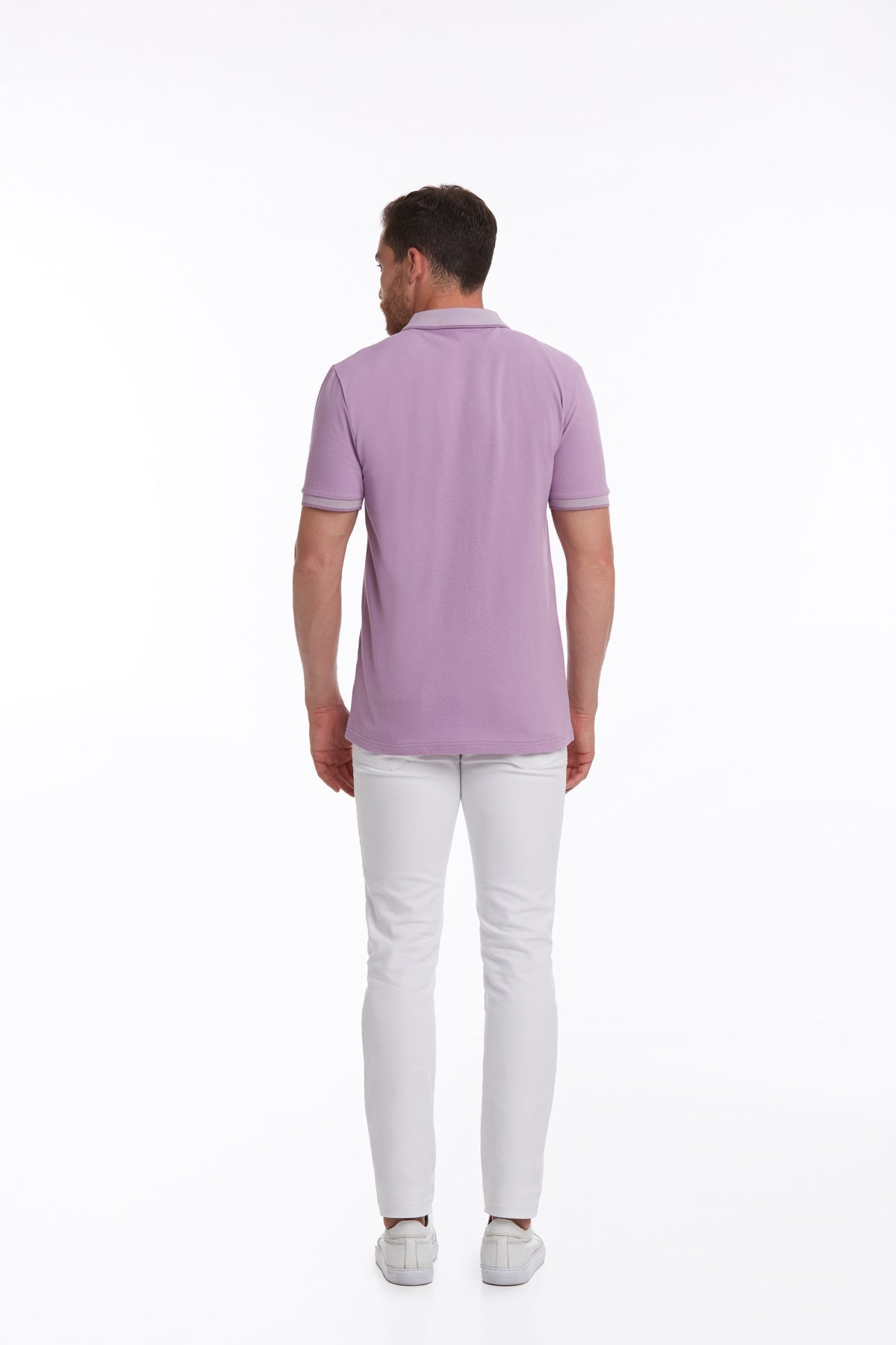 Regular Fit Lilac Basic Cotton Polo T-Shirt - SAYKI