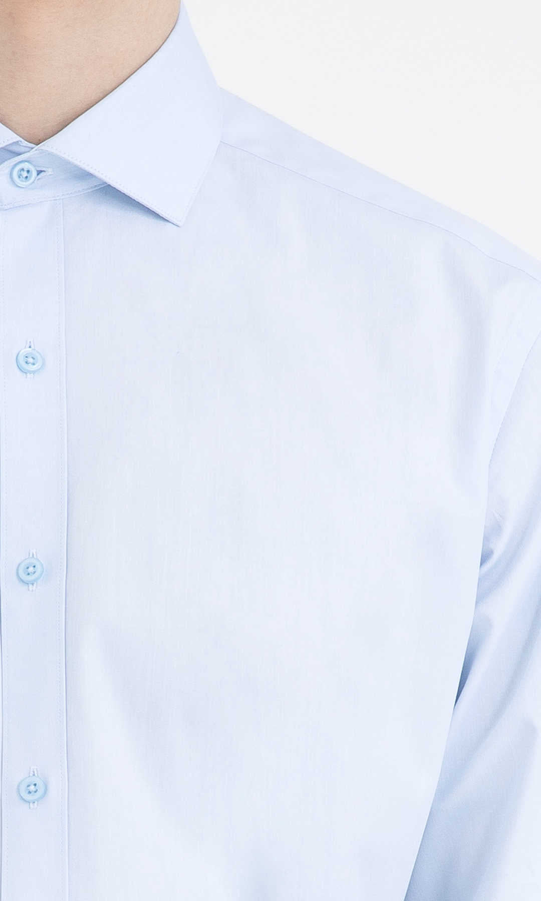 Regular Fit Long Sleeve Cotton Ice Blue Dress Shirt - SAYKI