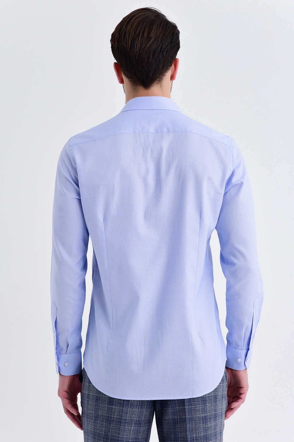 Regular Fit Long Sleeve Cotton Light Blue Casual Shirt