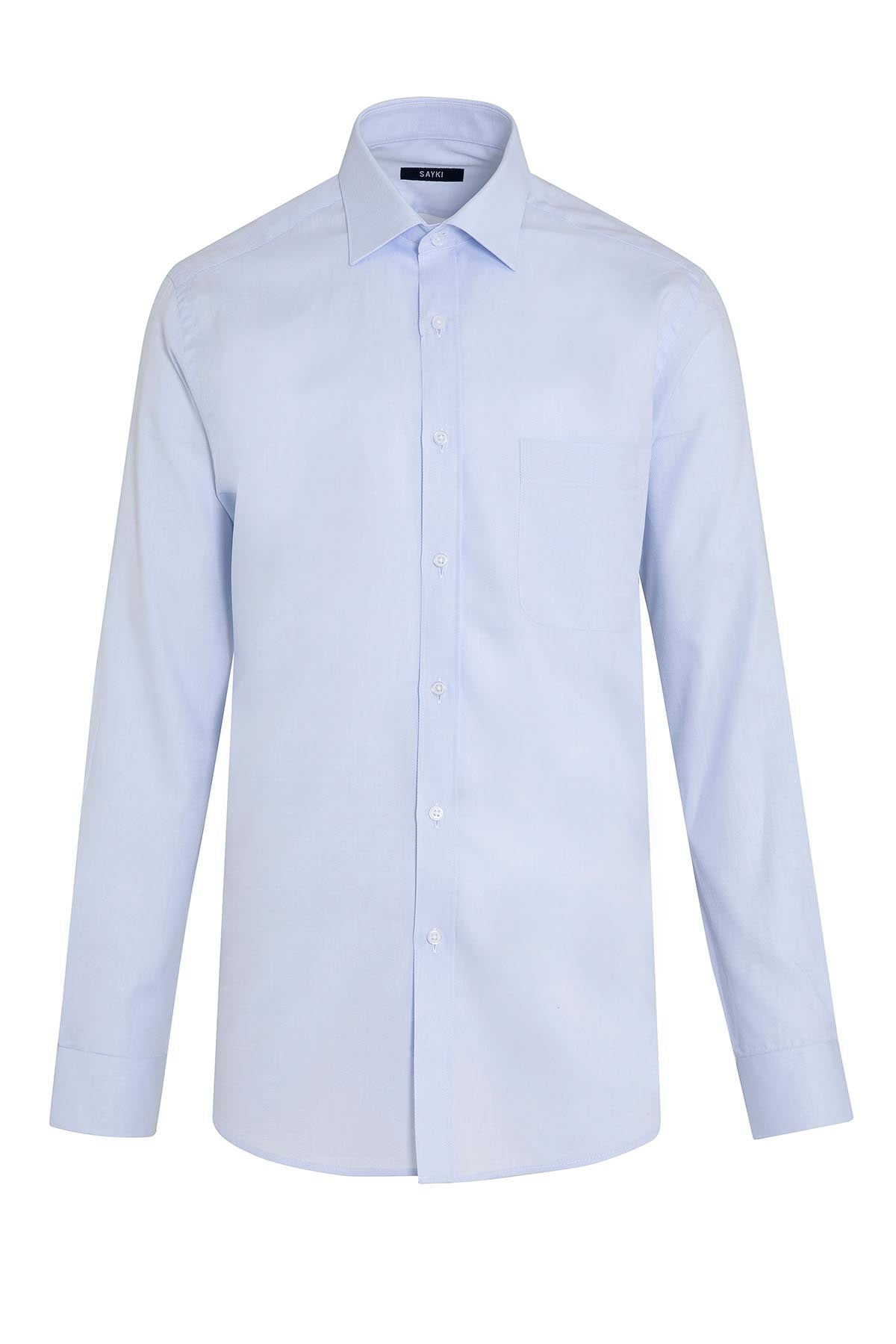Regular Fit Long Sleeve Cotton Light Blue Dress Shirt