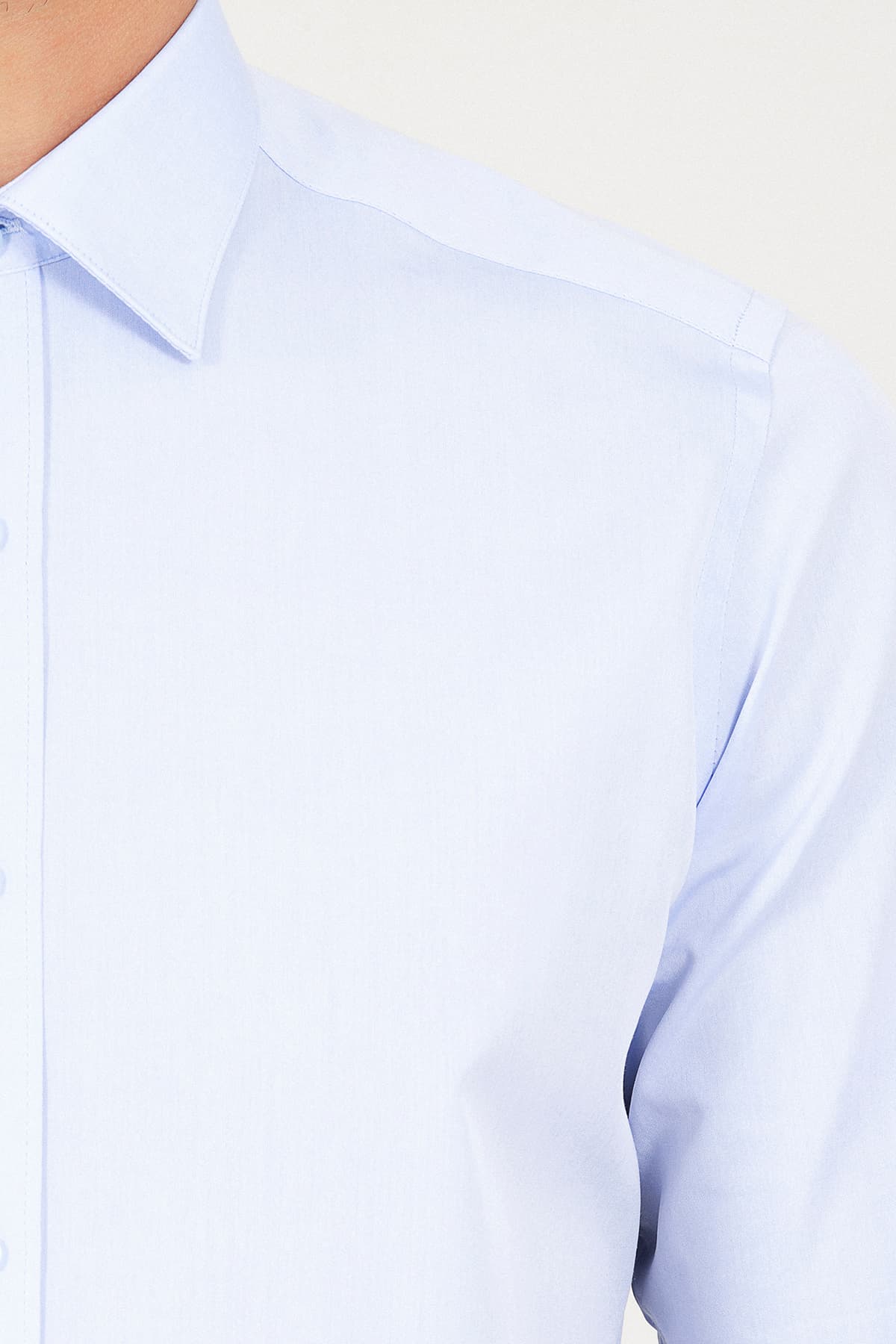 Regular Fit Long Sleeve Plain Cotton Blue Dress Shirt