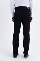 Regular Fit Low Waist Black Cotton Casual Pants - SAYKI