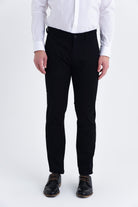 Regular Fit Low Waist Black Cotton Casual Pants - SAYKI