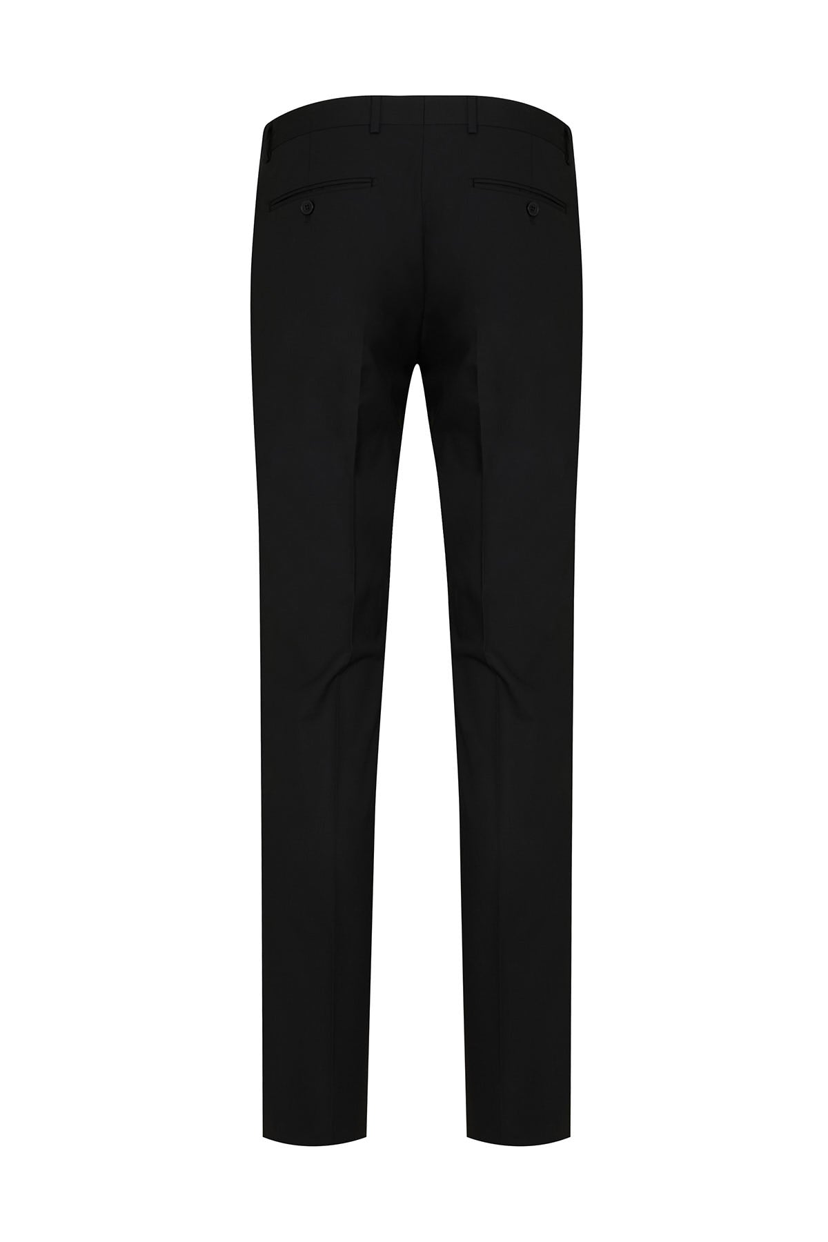 Regular Fit Low Waist Black Dress Pants - SAYKI
