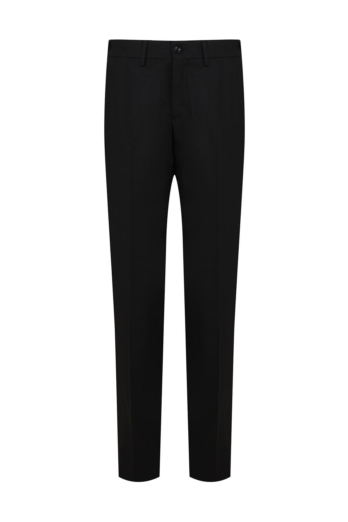 Regular Fit Low Waist Black Wool Dress Pants - SAYKI