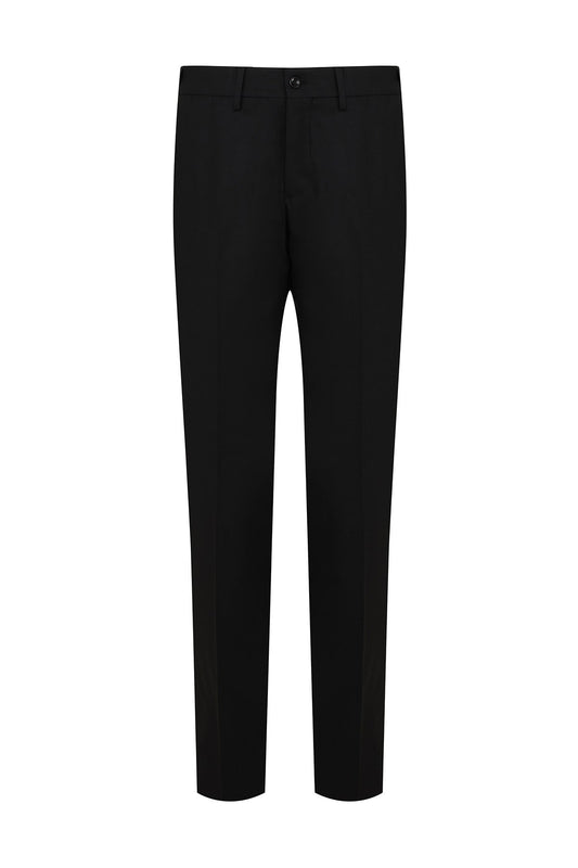 Regular Fit Low Waist Black Wool Dress Pants - SAYKI