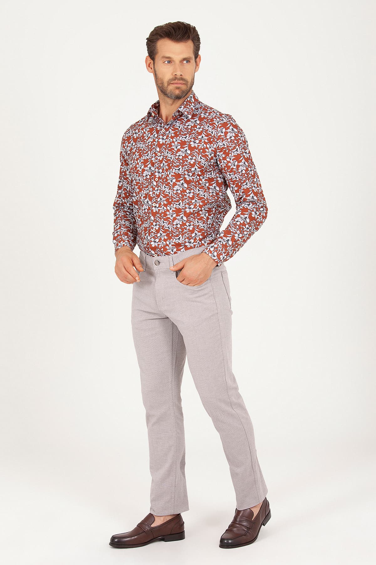 Regular Fit Low Waist Cotton Mink Casual Pants - SAYKI