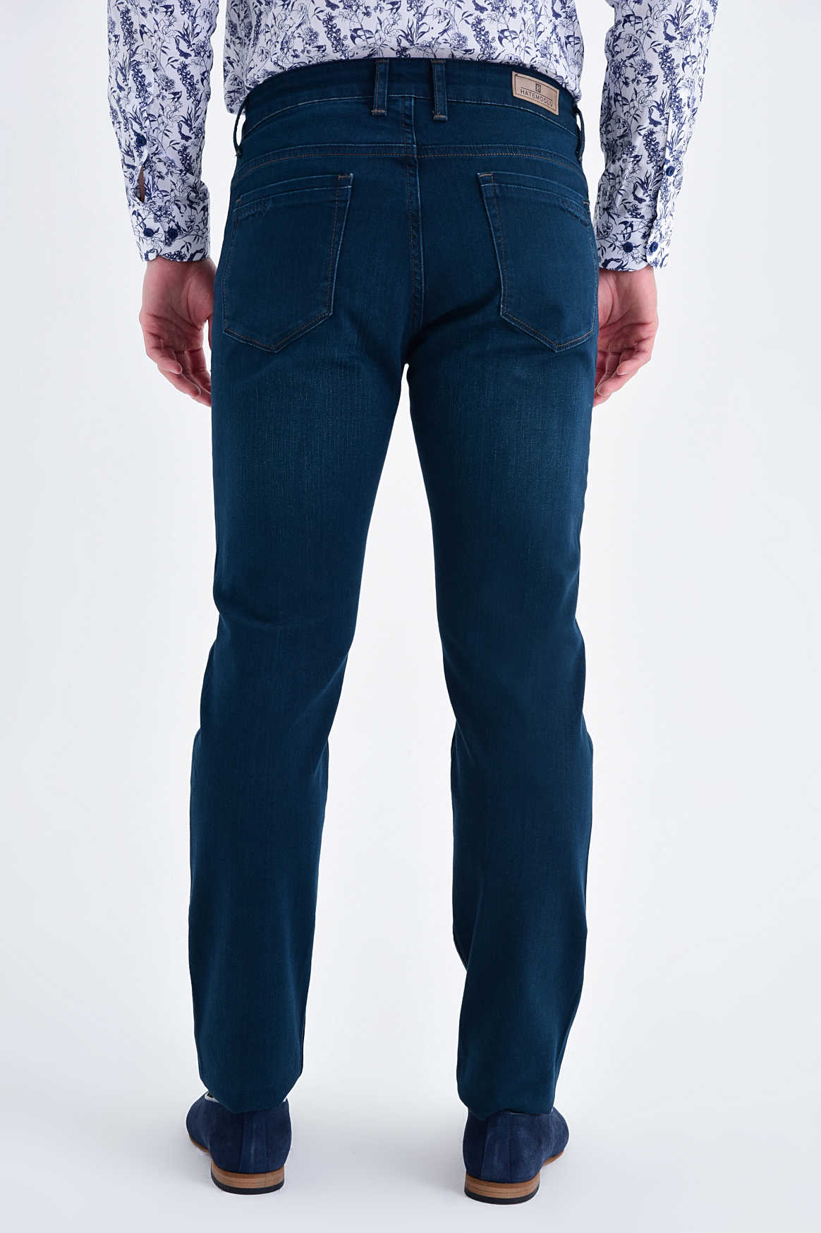 Regular Fit Low Waist Cotton Navy Denim Jeans - SAYKI