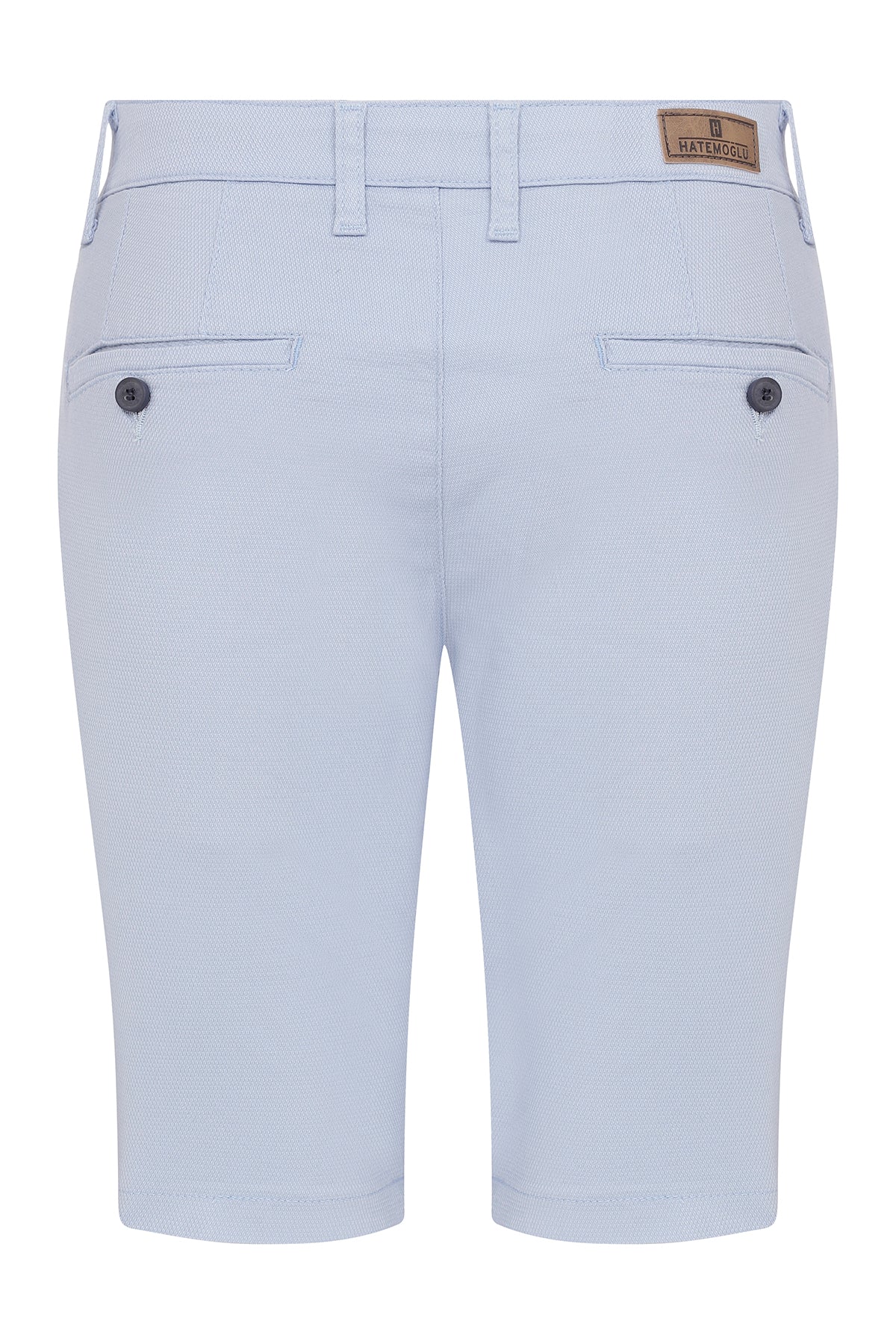 Regular Fit Low Waist Light Blue Cotton Shorts - SAYKI