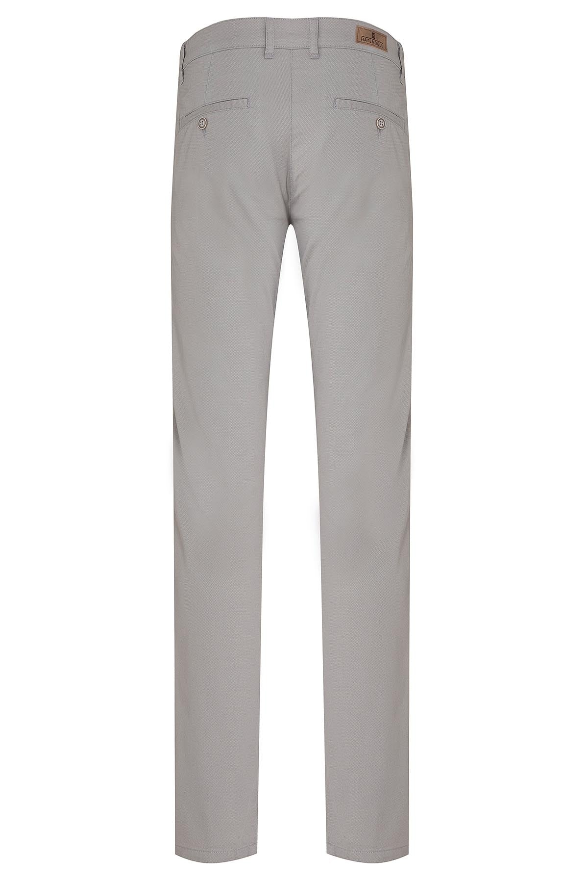 Regular Fit Low Waist Light Gray Cotton Casual Pants - SAYKI