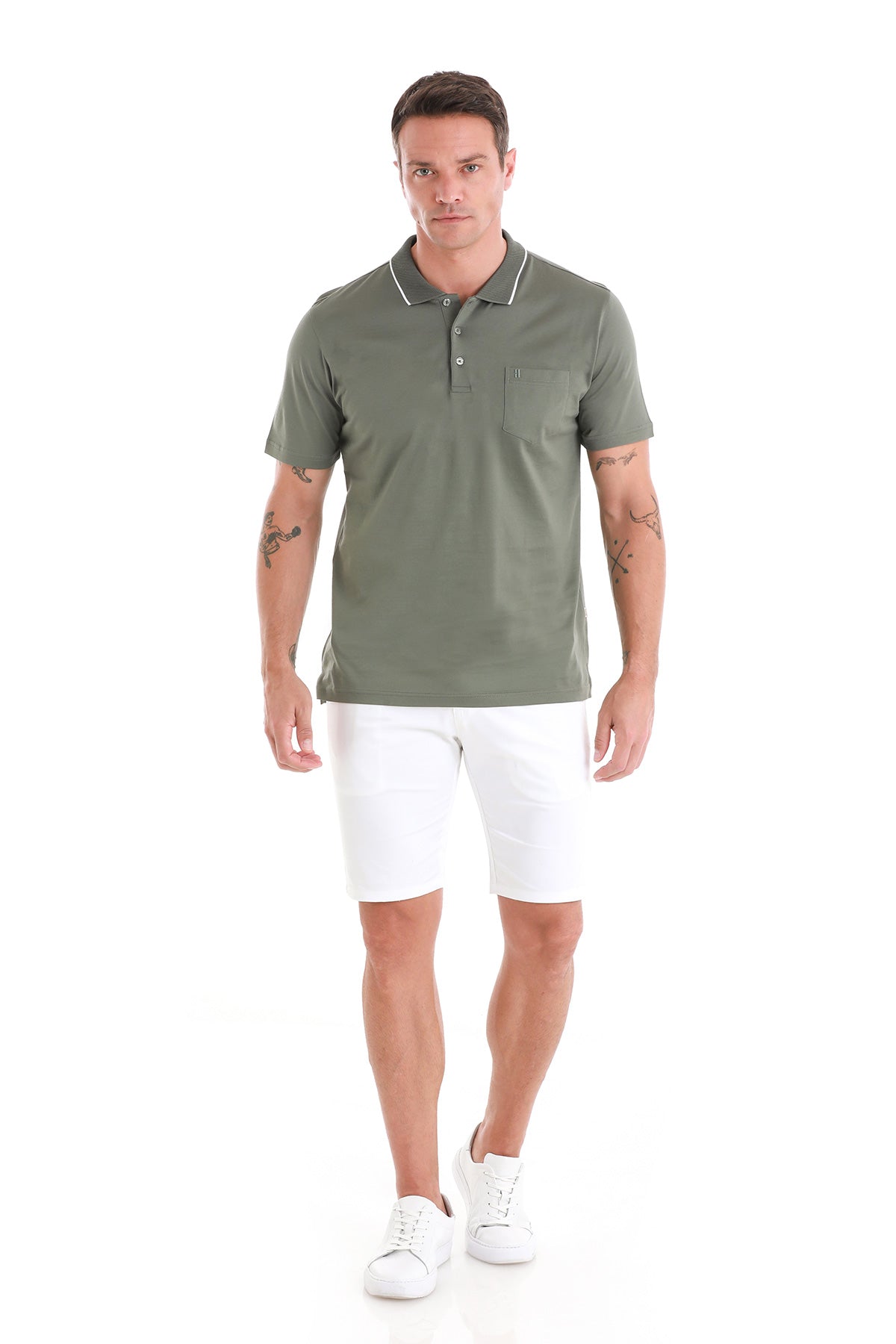 Regular Fit Mercezired Cotton Khaki Polo T-Shirt - SAYKI