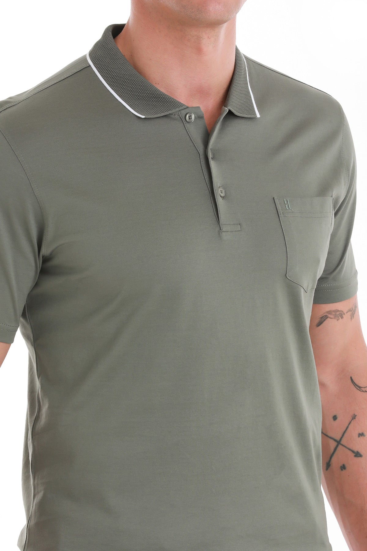 Regular Fit Mercezired Cotton Khaki Polo T-Shirt - SAYKI