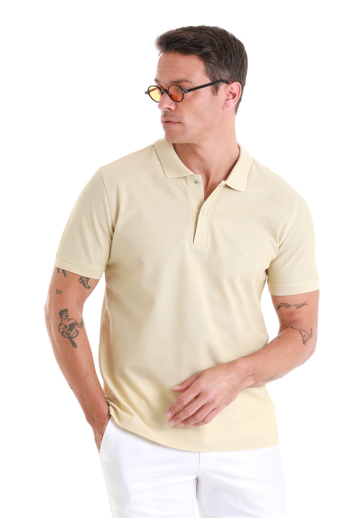 Regular Fit Mink 100% Cotton Mercerized Polo T-Shirt - SAYKI