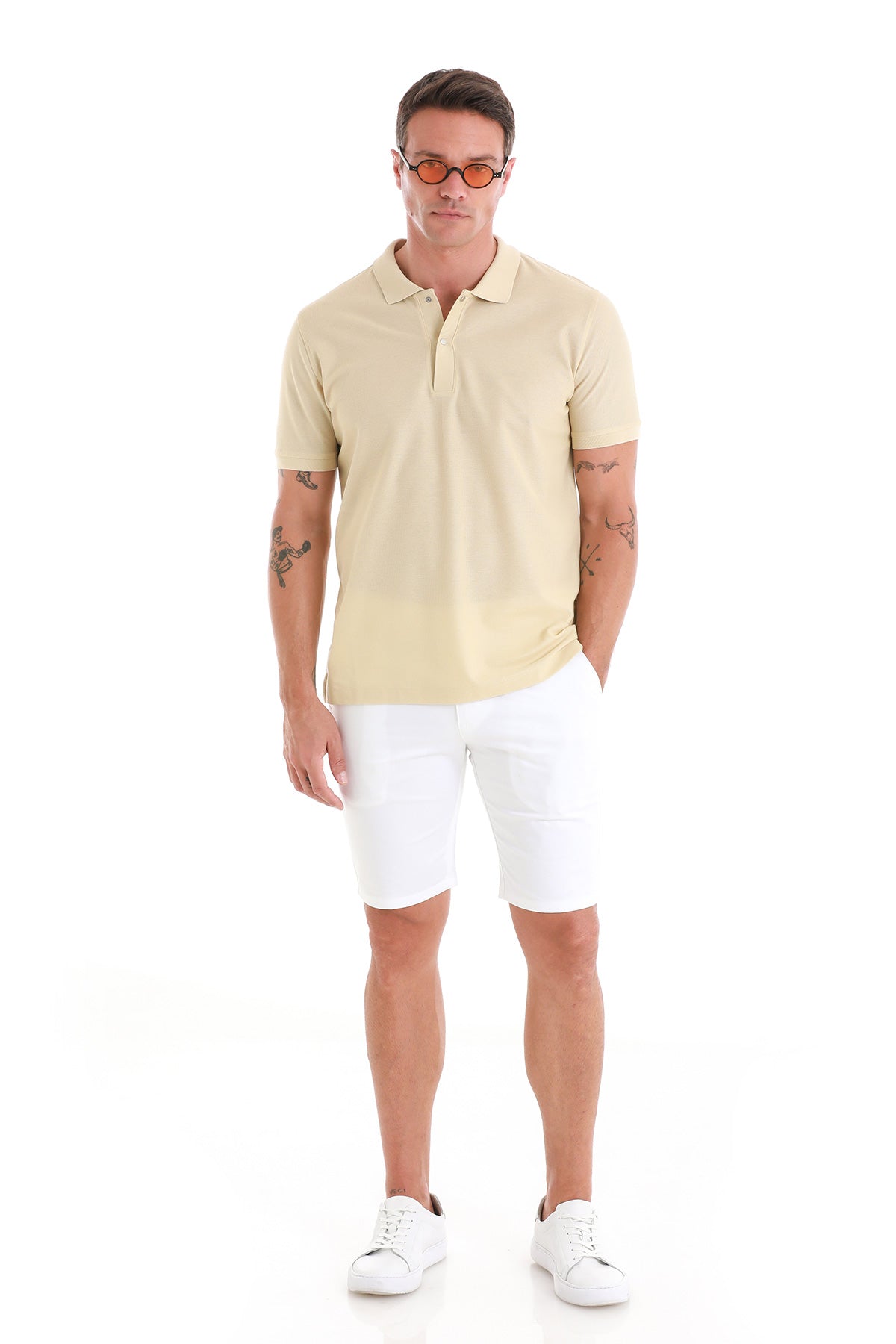 Regular Fit Mink 100% Cotton Mercerized Polo T-Shirt - SAYKI