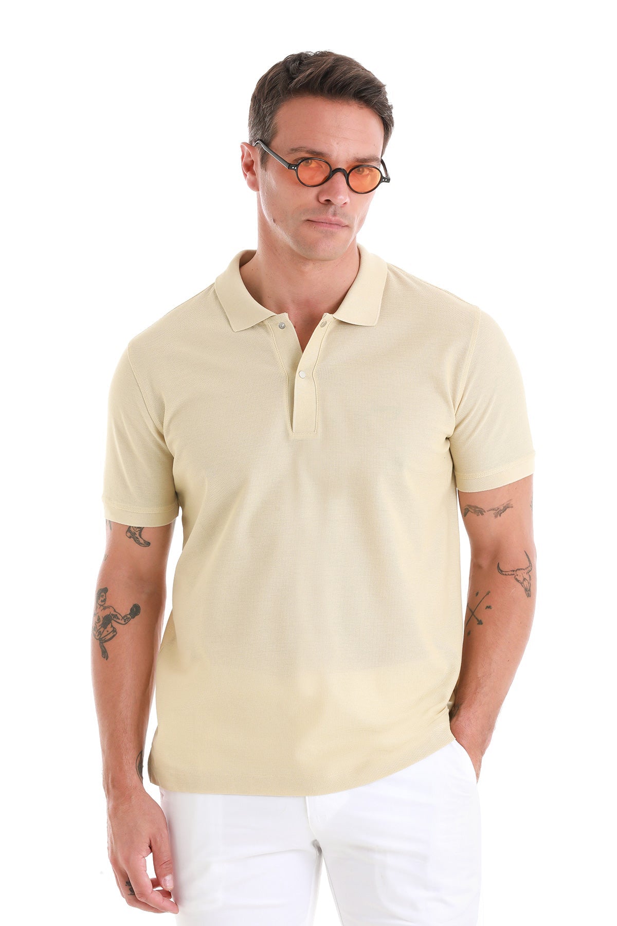 Regular Fit Mink 100% Cotton Mercerized Polo T-Shirt - SAYKI