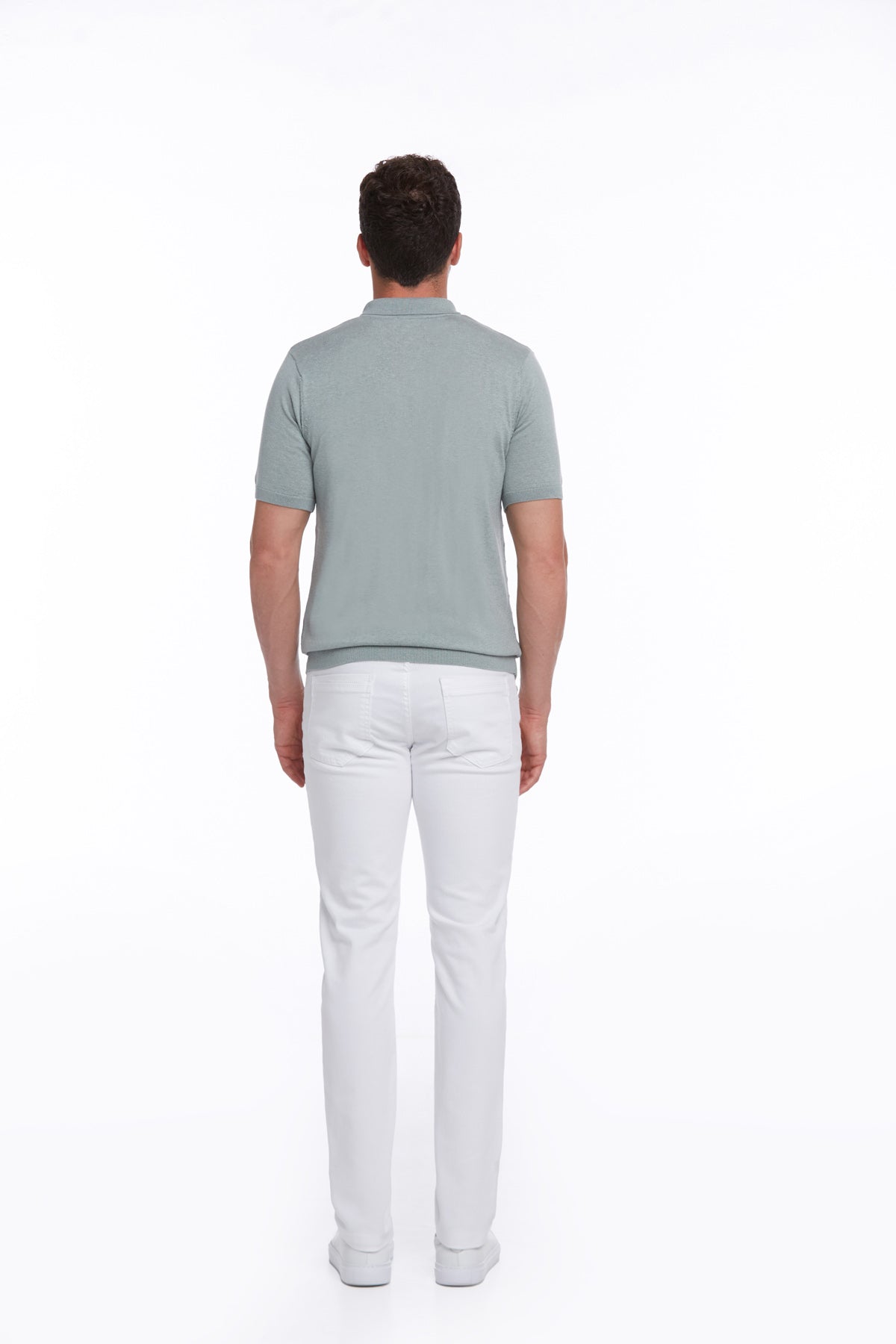Regular Fit Mint Cotton Blend Polo T-Shirt - SAYKI