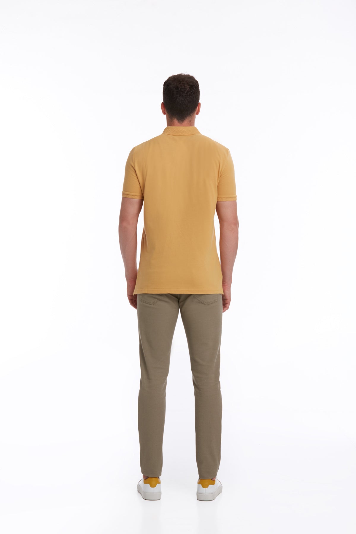 Regular Fit Mustard Cotton Polo T-Shirt - SAYKI