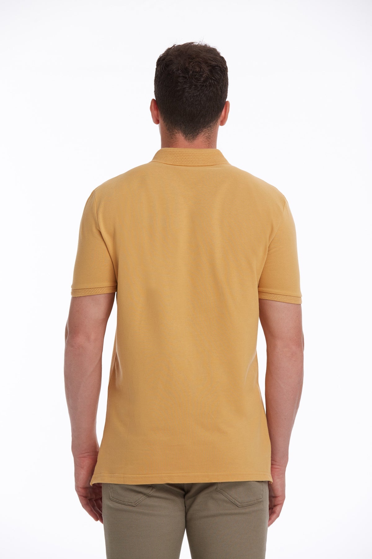 Regular Fit Mustard Cotton Polo T-Shirt - SAYKI