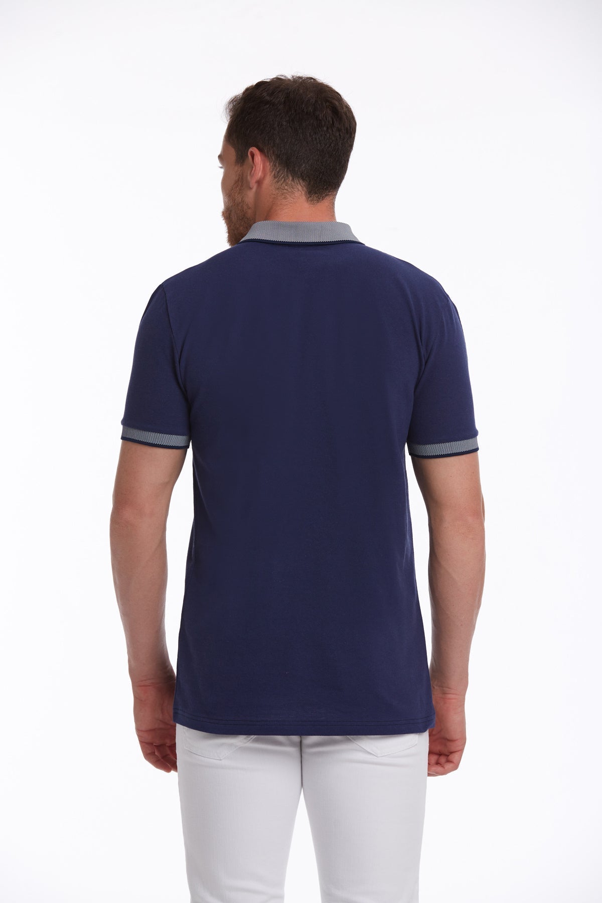 Regular Fit Navy Basic 100% Cotton Polo T-Shirt - SAYKI