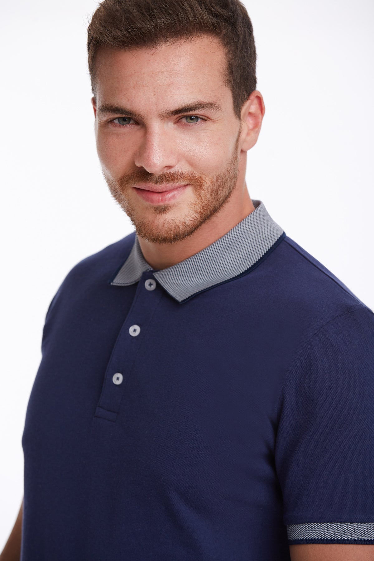 Regular Fit Navy Basic 100% Cotton Polo T-Shirt - SAYKI