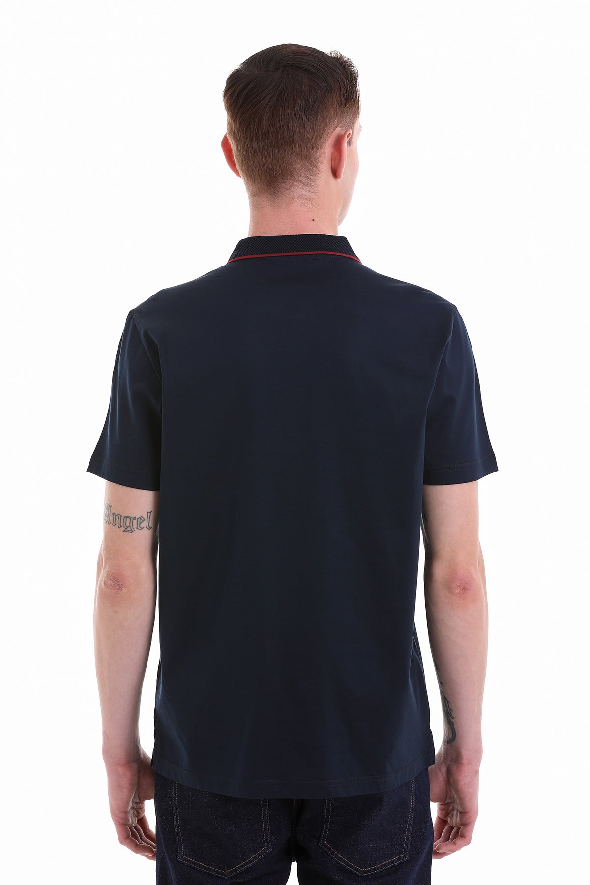 Regular Fit Navy Basic Cotton Polo T-Shirt - SAYKI
