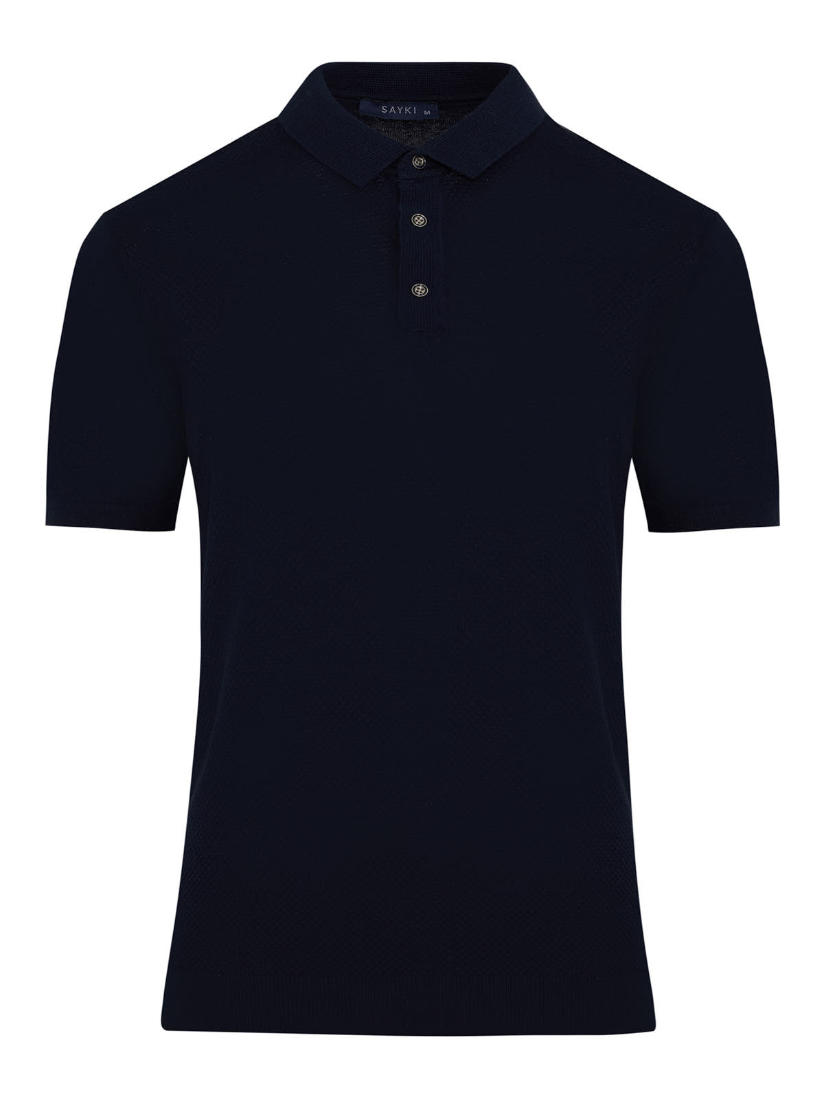 Regular Fit Navy Cotton Blend Jacquard Polo T-Shirt - SAYKI