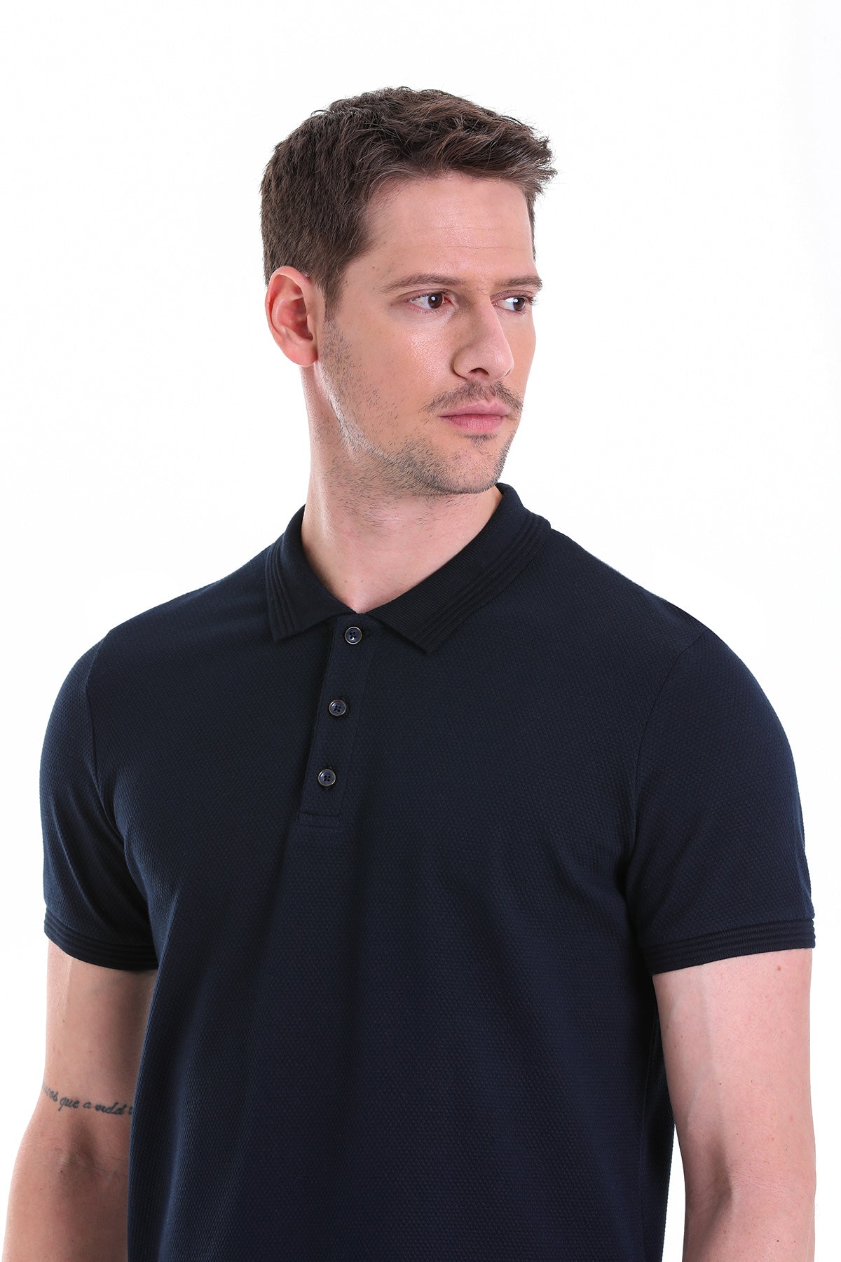Regular Fit Navy Cotton Polo T-Shirt - SAYKI