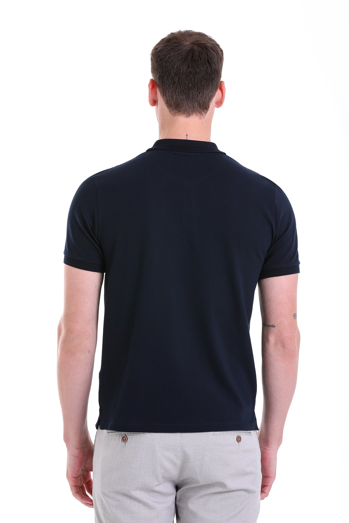 Regular Fit Navy Cotton Polo T-Shirt - SAYKI