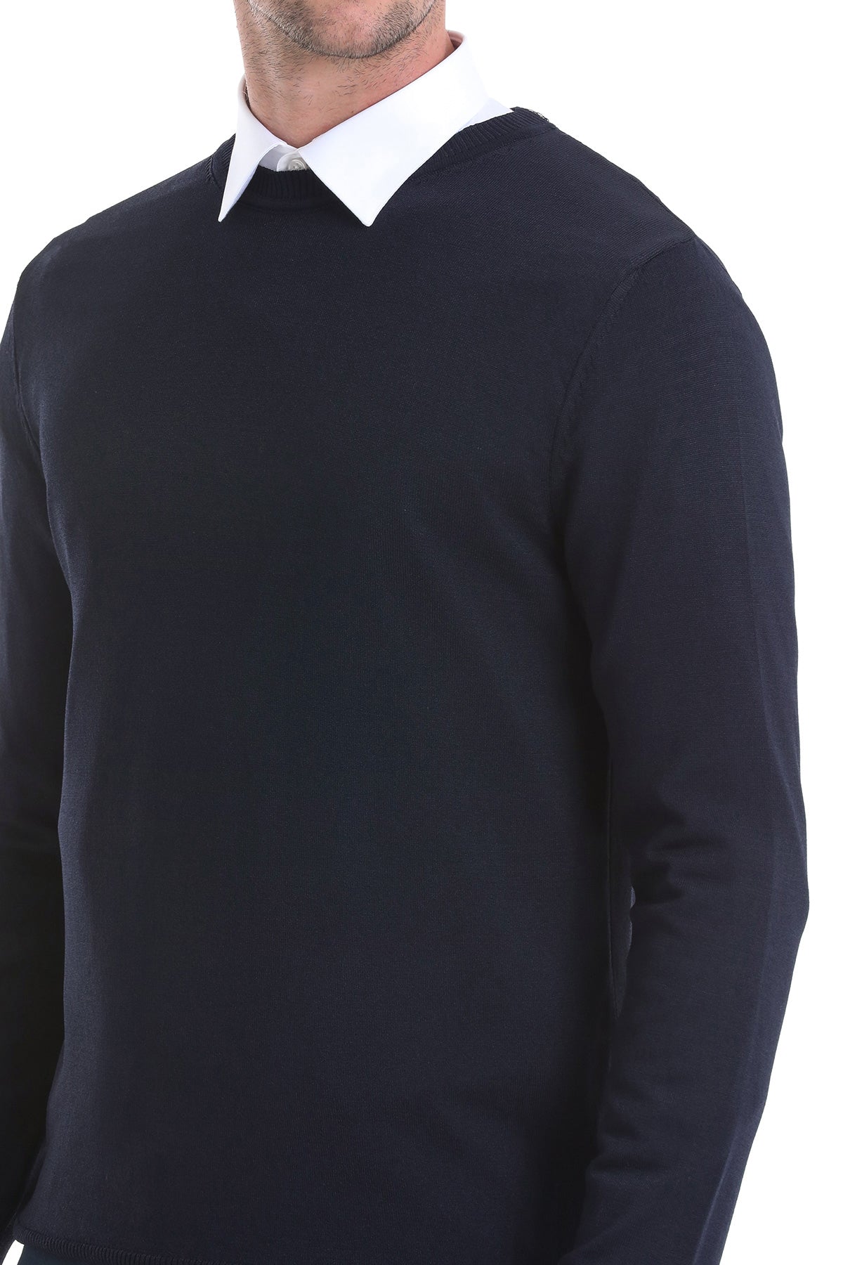 Regular Fit Navy Crewneck Sweater - SAYKI