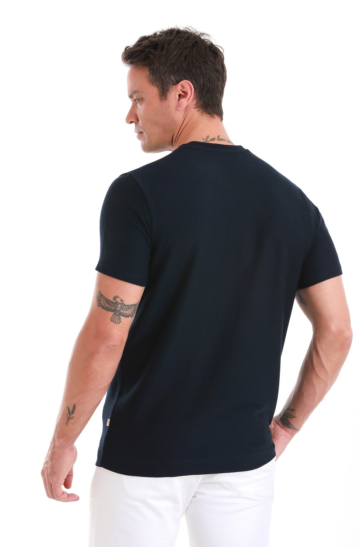 Regular Fit Navy Crewneck T-Shirt - SAYKI