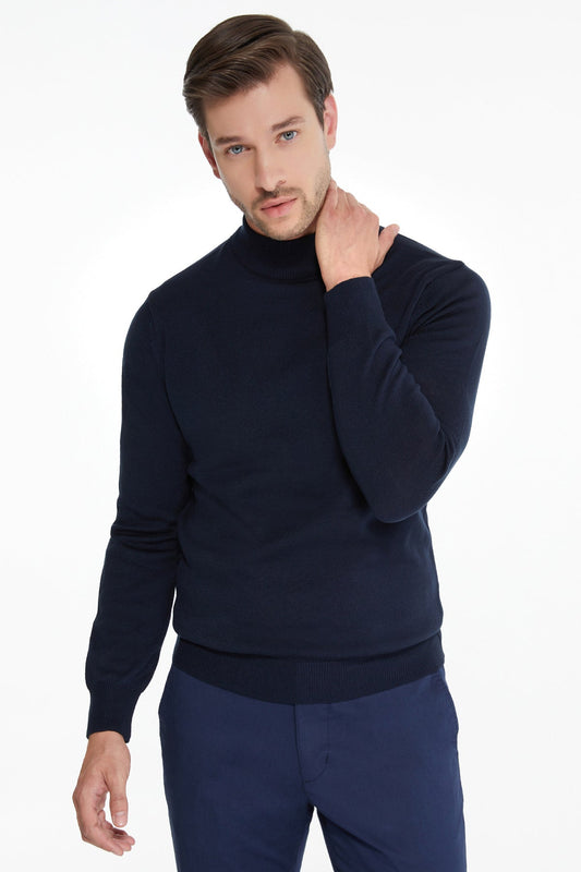 Navy blue turtleneck sweater
