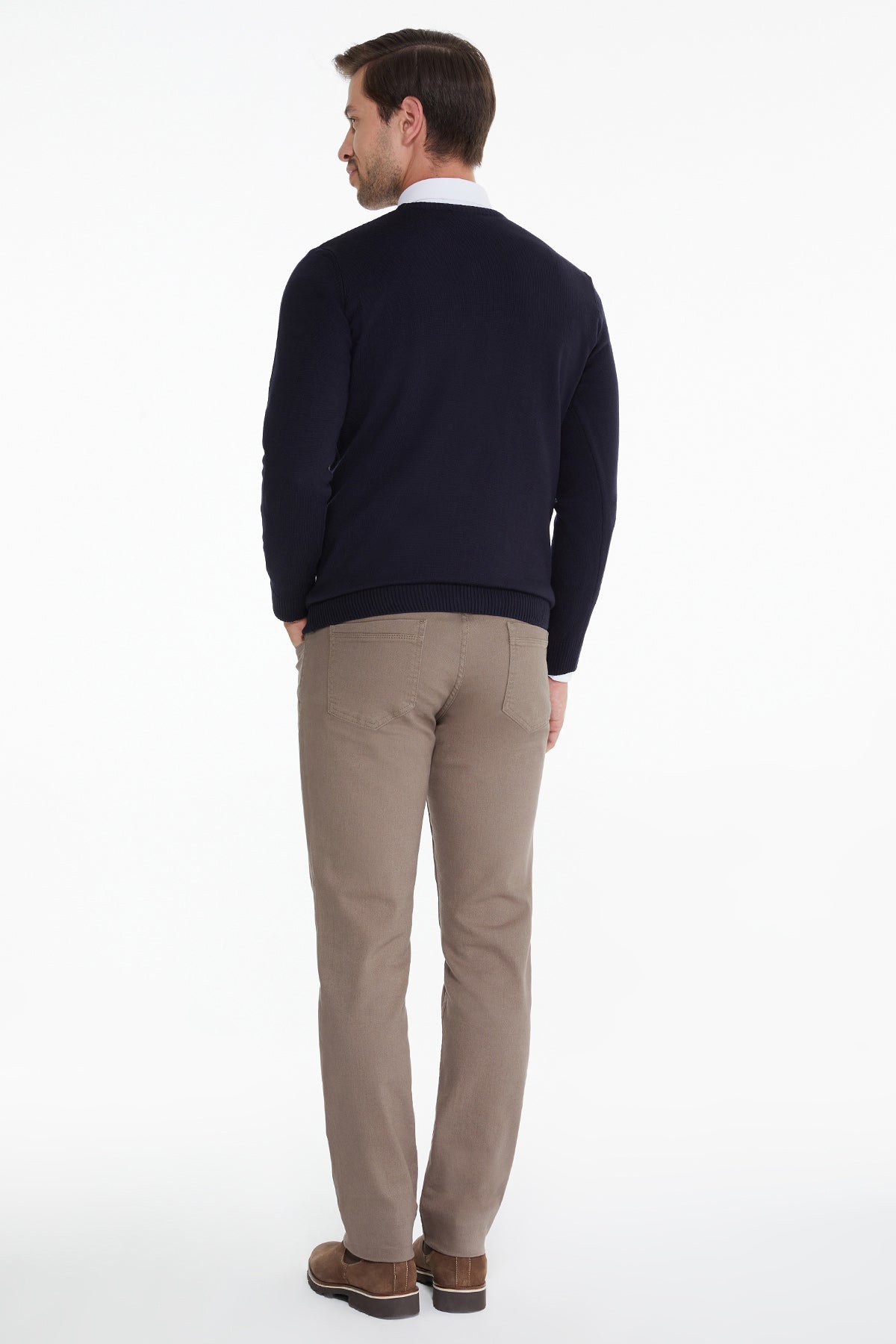 Regular Fit Navy V-Neck Sweater - SAYKI