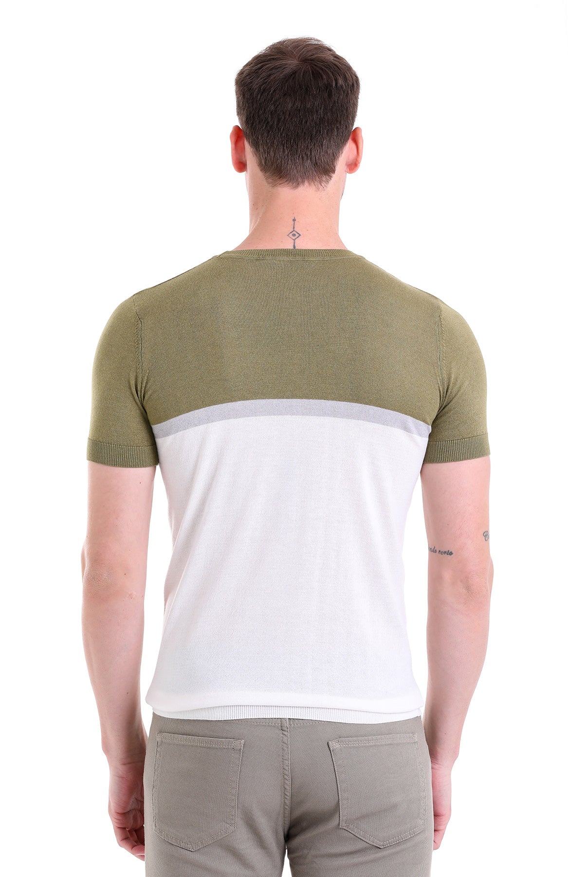 Regular Fit Olive Crew Neck T-Shirt - SAYKI
